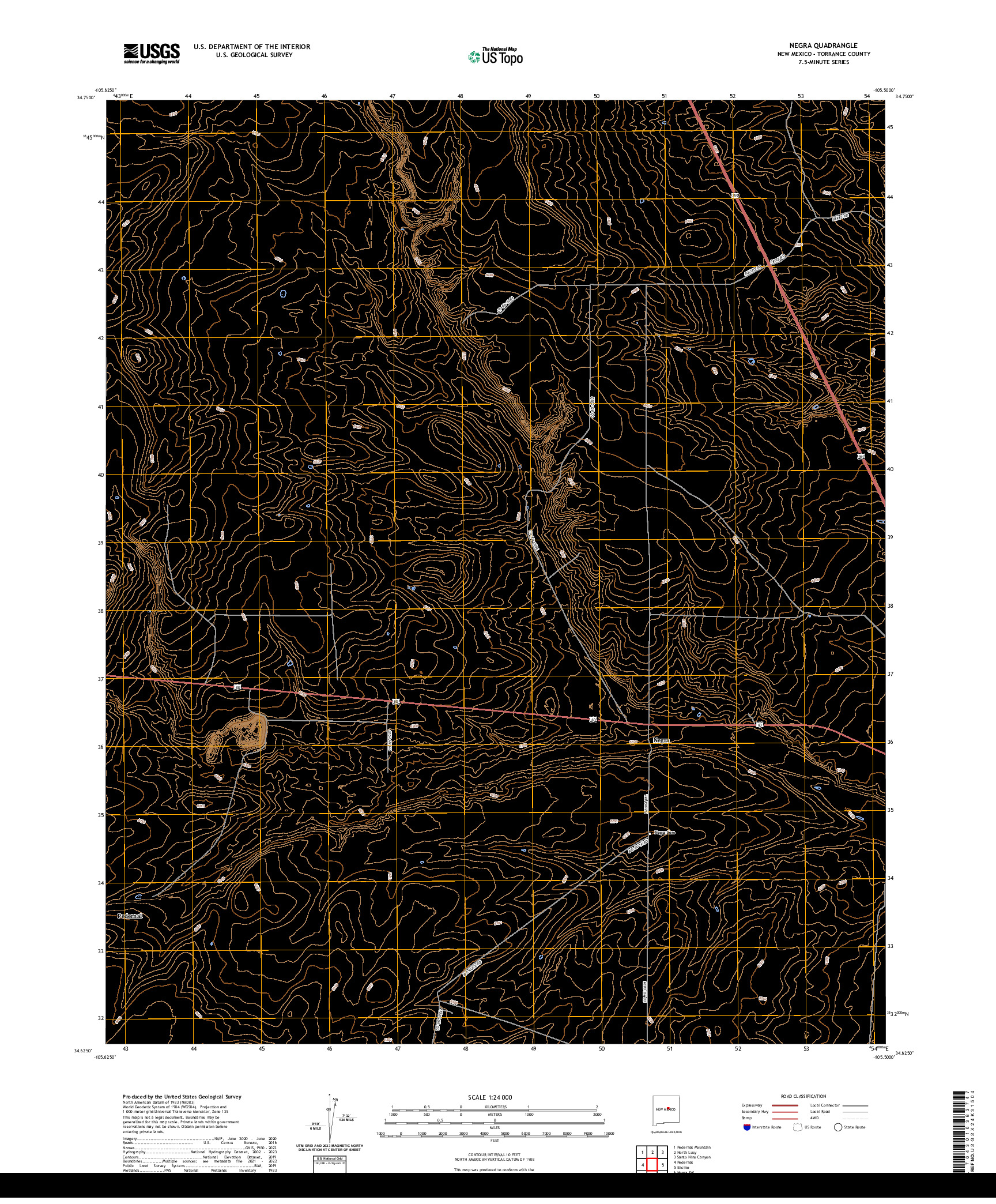 US TOPO 7.5-MINUTE MAP FOR NEGRA, NM