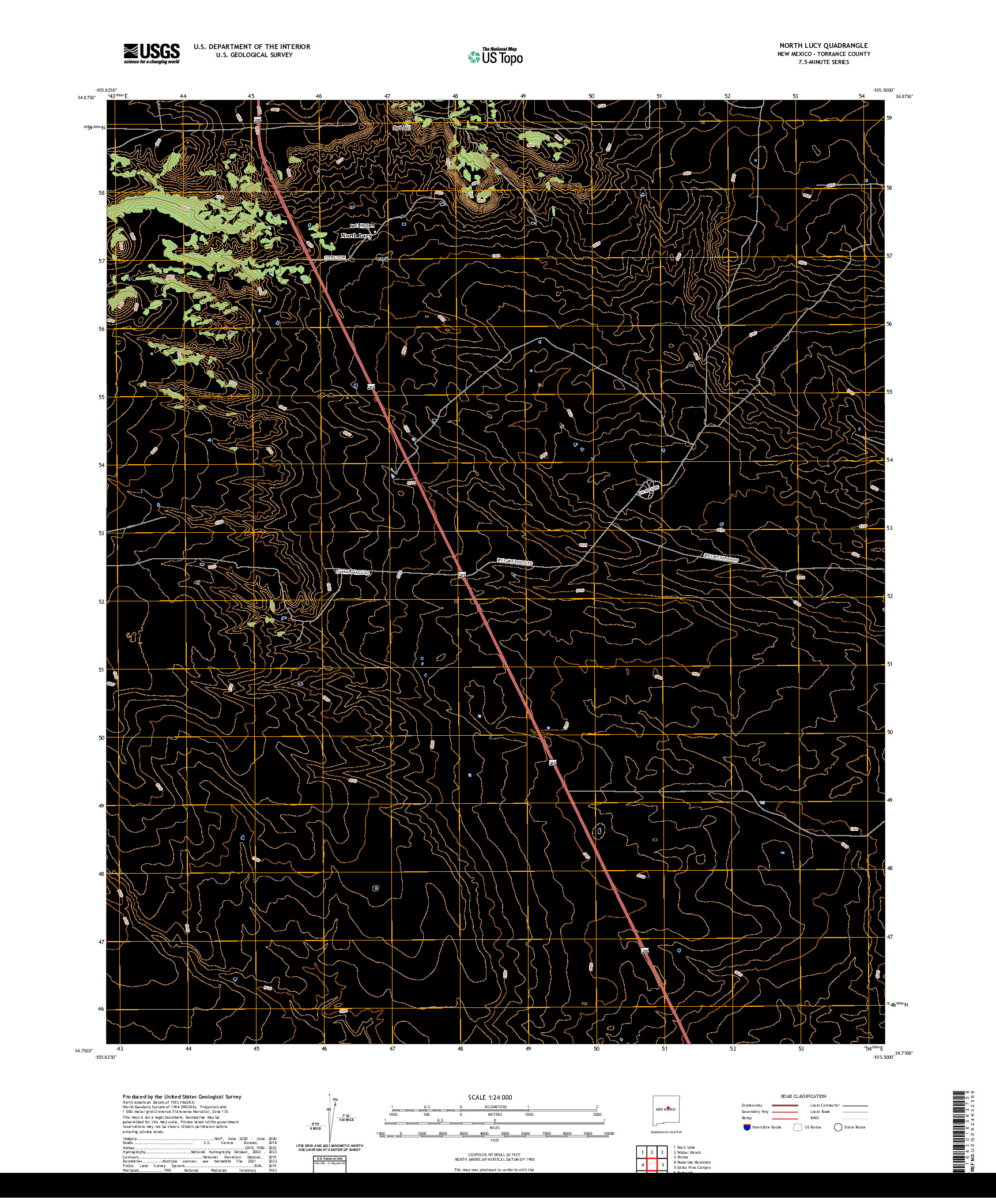US TOPO 7.5-MINUTE MAP FOR NORTH LUCY, NM