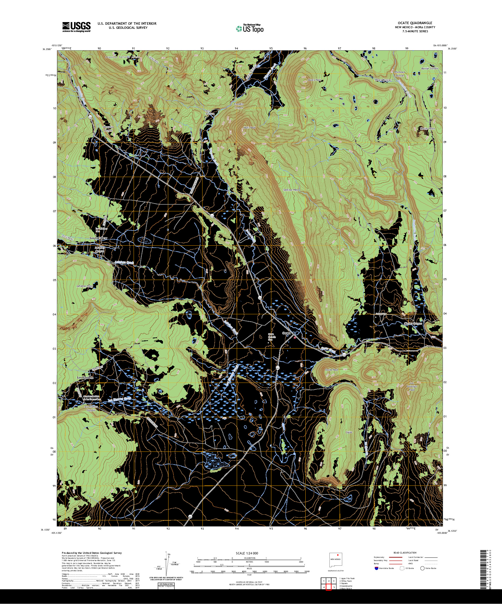 US TOPO 7.5-MINUTE MAP FOR OCATE, NM