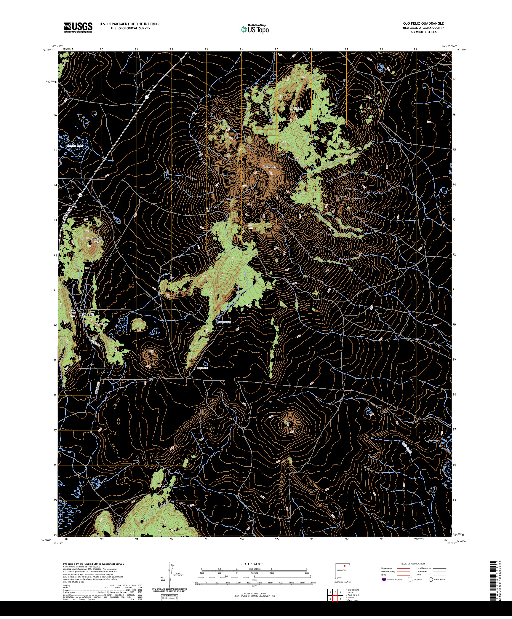 US TOPO 7.5-MINUTE MAP FOR OJO FELIZ, NM