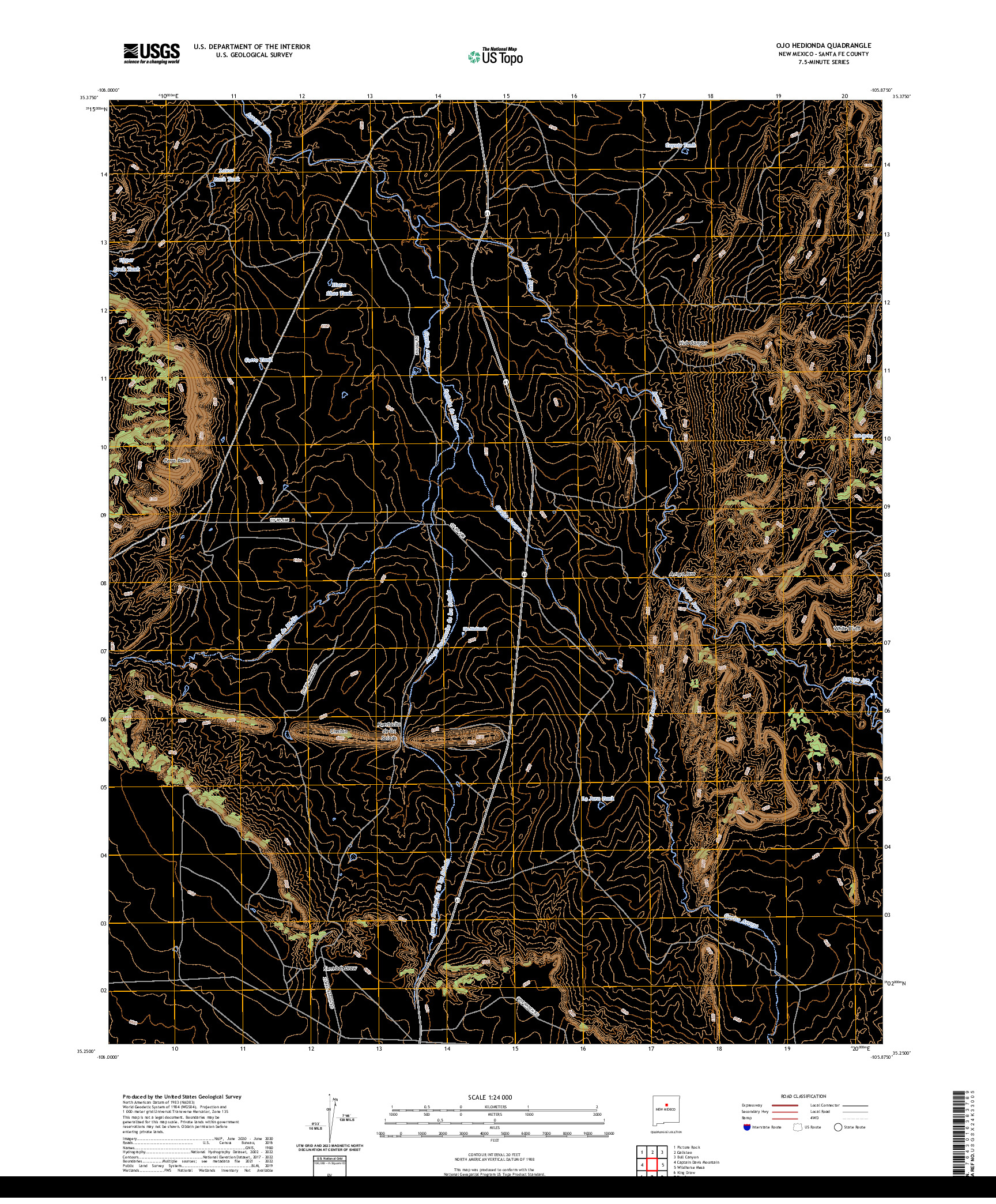 US TOPO 7.5-MINUTE MAP FOR OJO HEDIONDA, NM