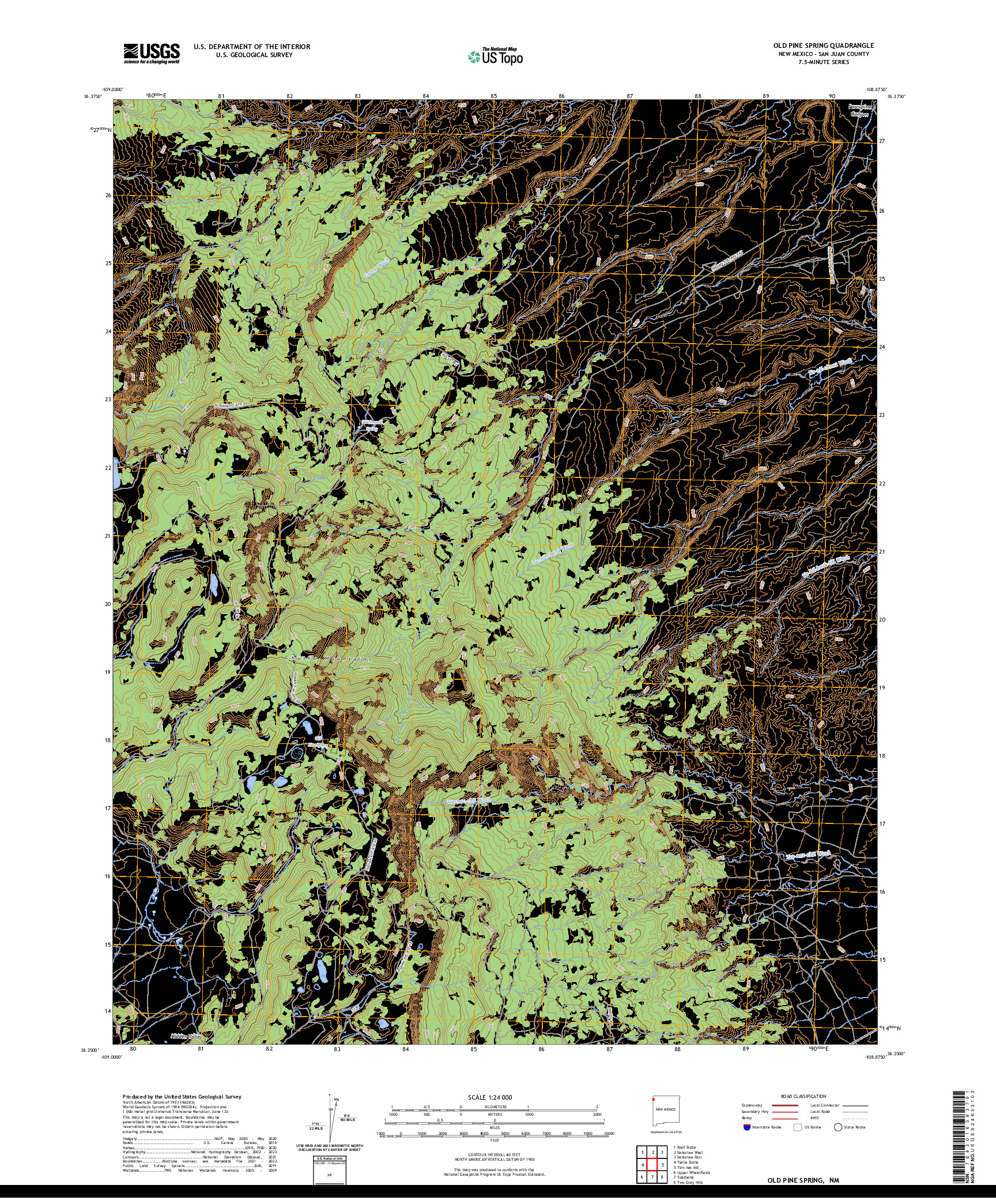 US TOPO 7.5-MINUTE MAP FOR OLD PINE SPRING, NM
