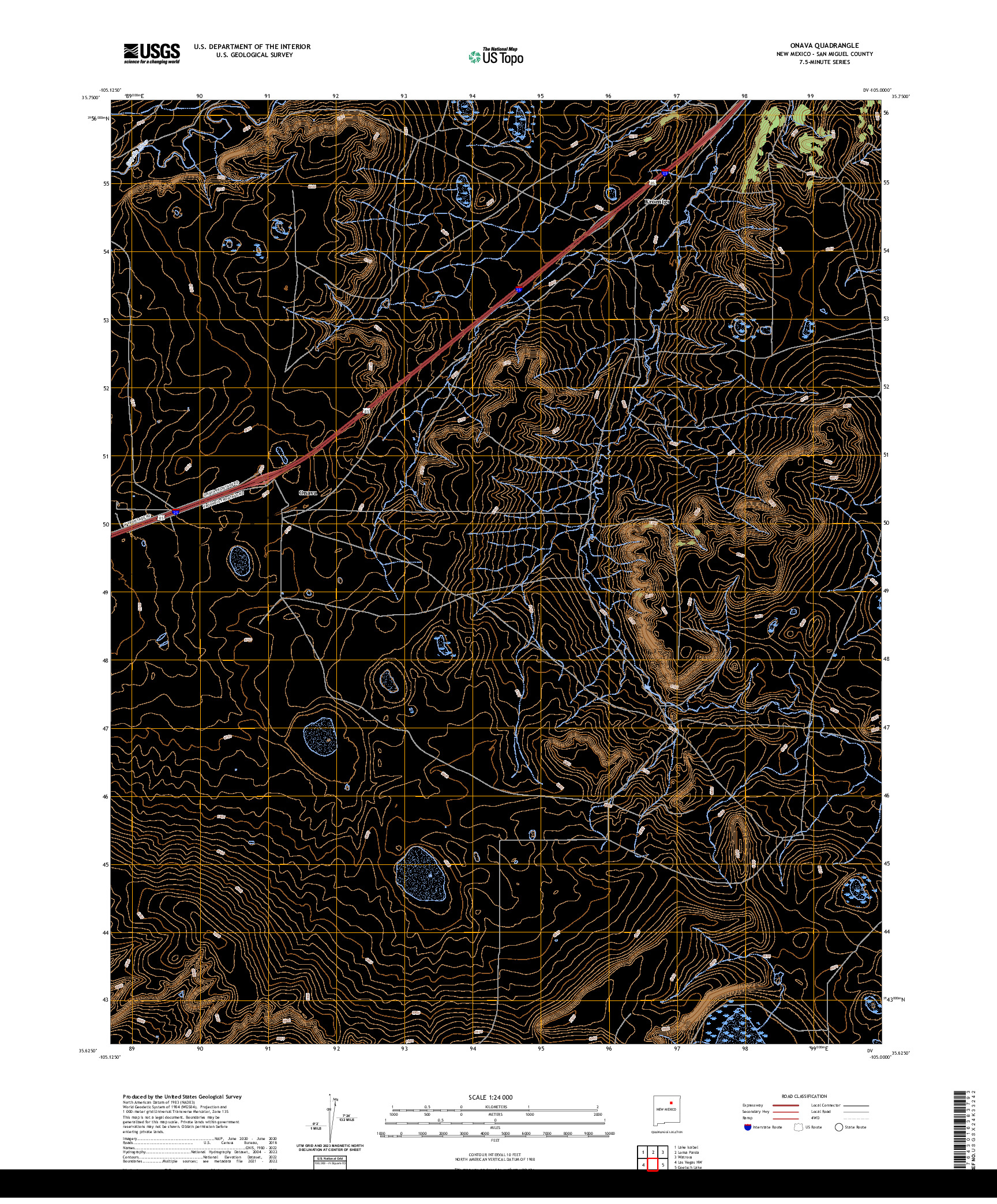 US TOPO 7.5-MINUTE MAP FOR ONAVA, NM