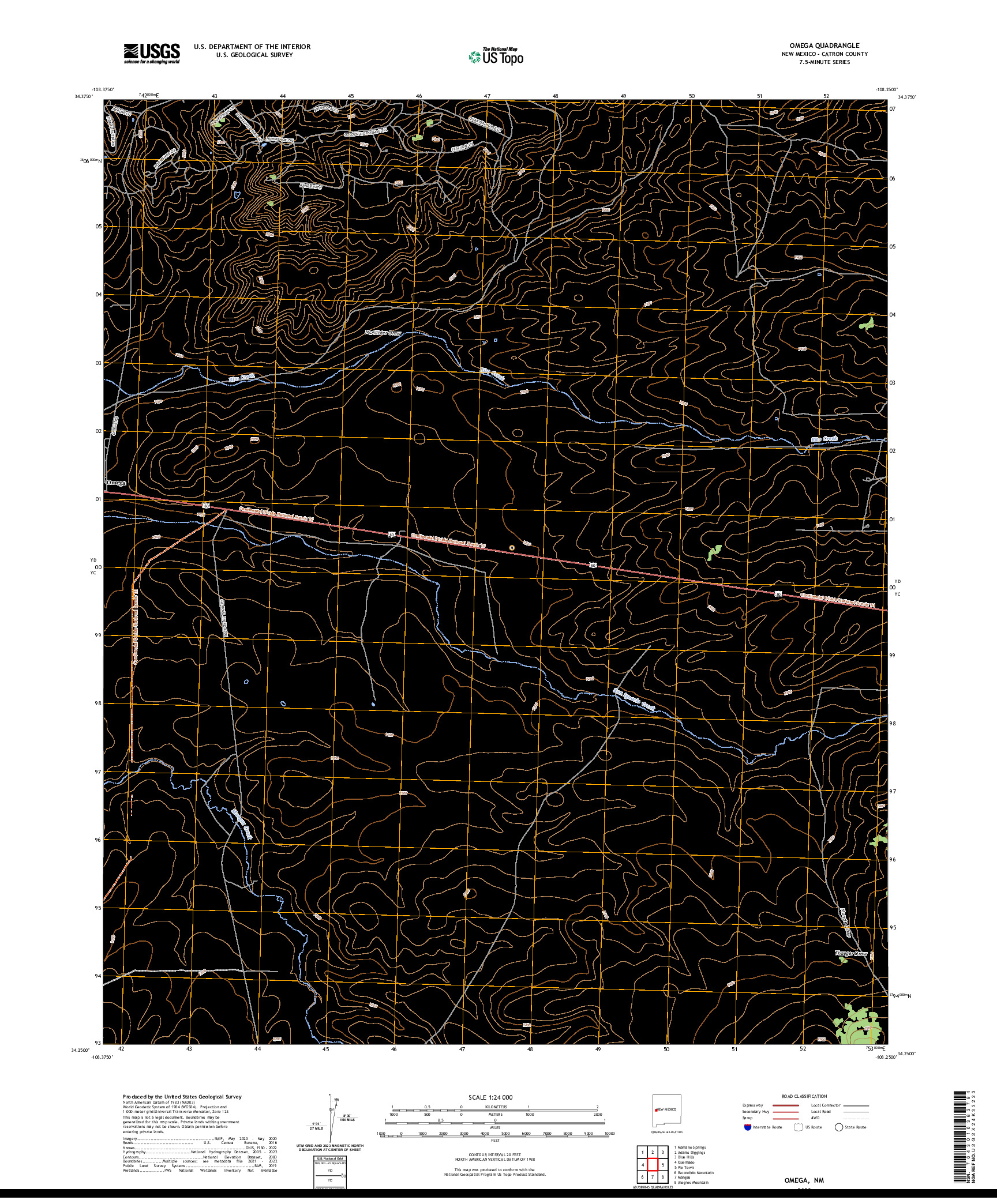 US TOPO 7.5-MINUTE MAP FOR OMEGA, NM