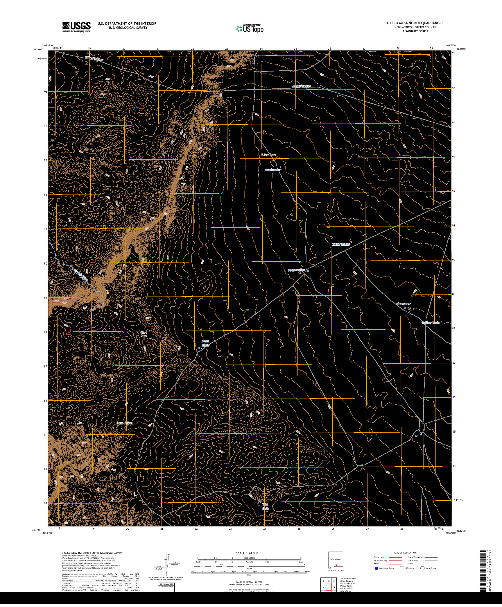 US TOPO 7.5-MINUTE MAP FOR OTERO MESA NORTH, NM