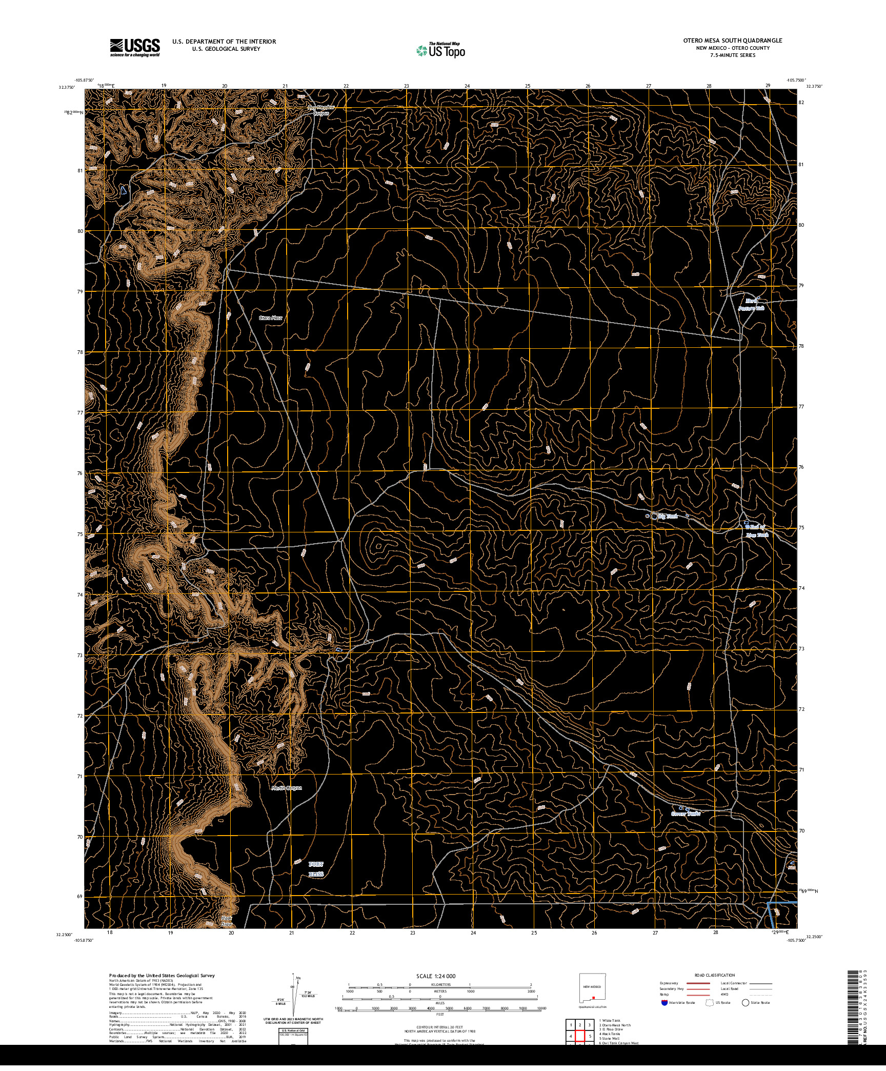 US TOPO 7.5-MINUTE MAP FOR OTERO MESA SOUTH, NM