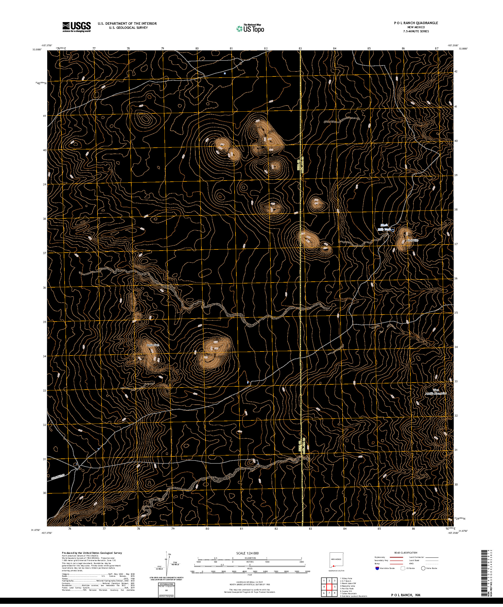 US TOPO 7.5-MINUTE MAP FOR P O L RANCH, NM