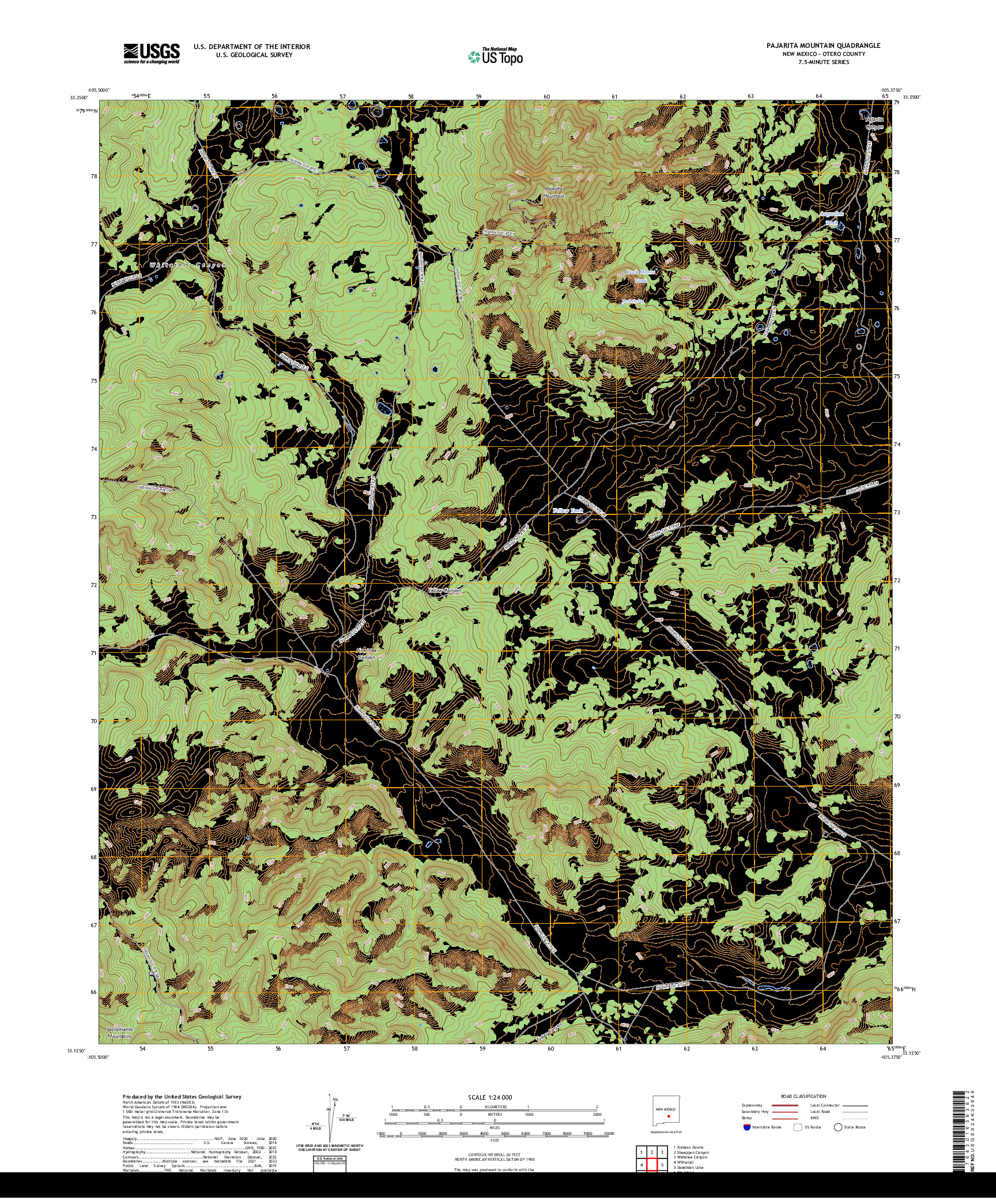 US TOPO 7.5-MINUTE MAP FOR PAJARITA MOUNTAIN, NM