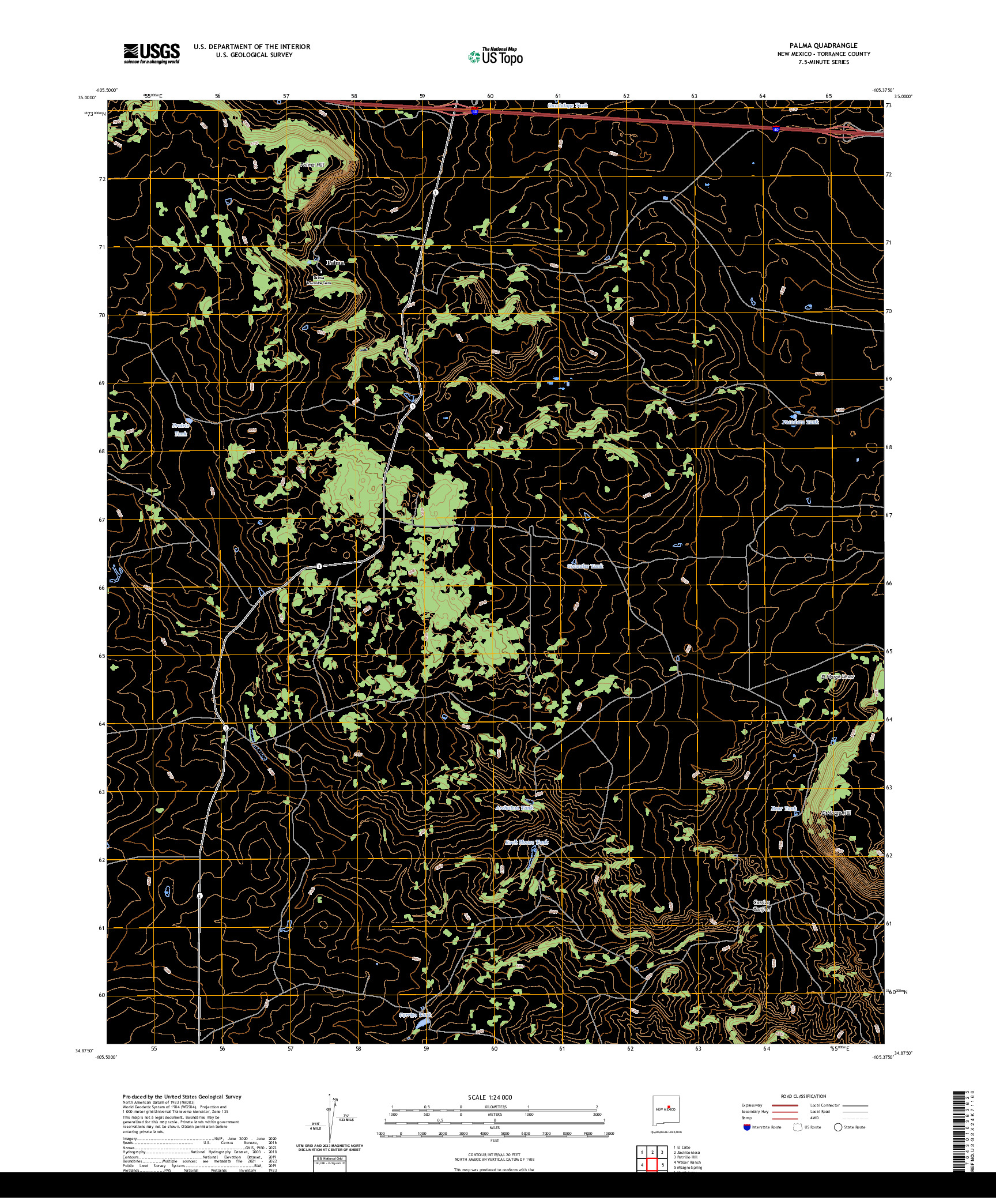 US TOPO 7.5-MINUTE MAP FOR PALMA, NM