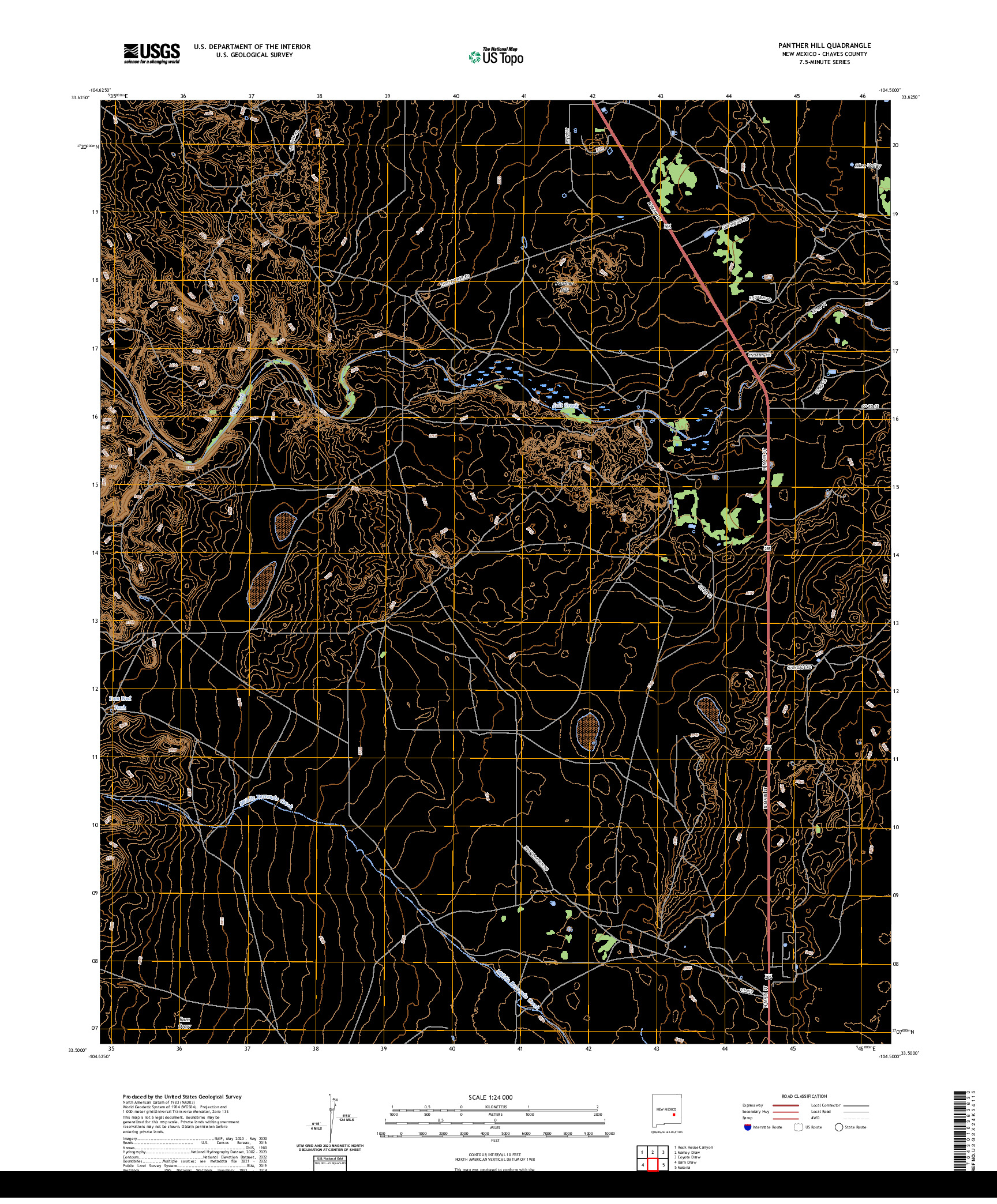 US TOPO 7.5-MINUTE MAP FOR PANTHER HILL, NM