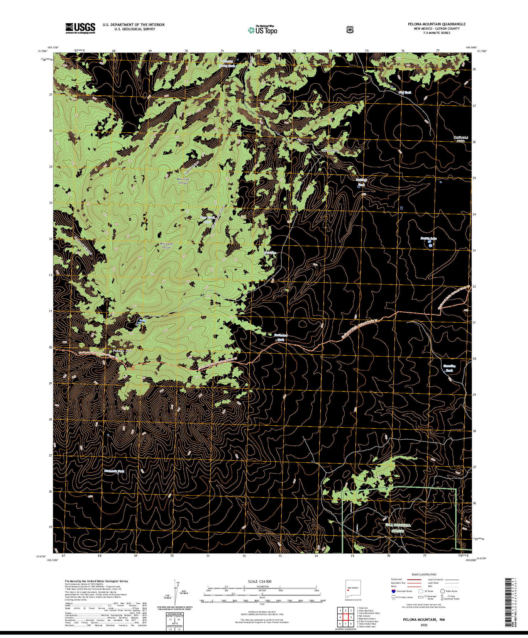 US TOPO 7.5-MINUTE MAP FOR PELONA MOUNTAIN, NM