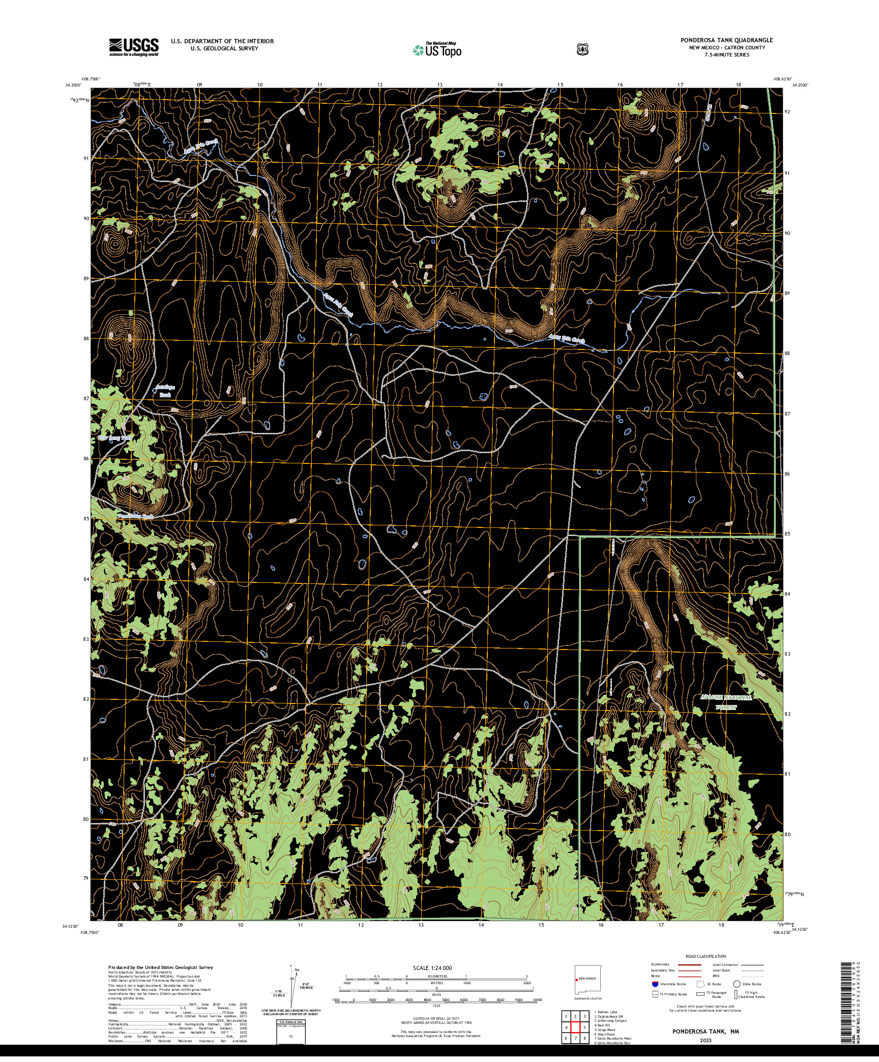 US TOPO 7.5-MINUTE MAP FOR PONDEROSA TANK, NM
