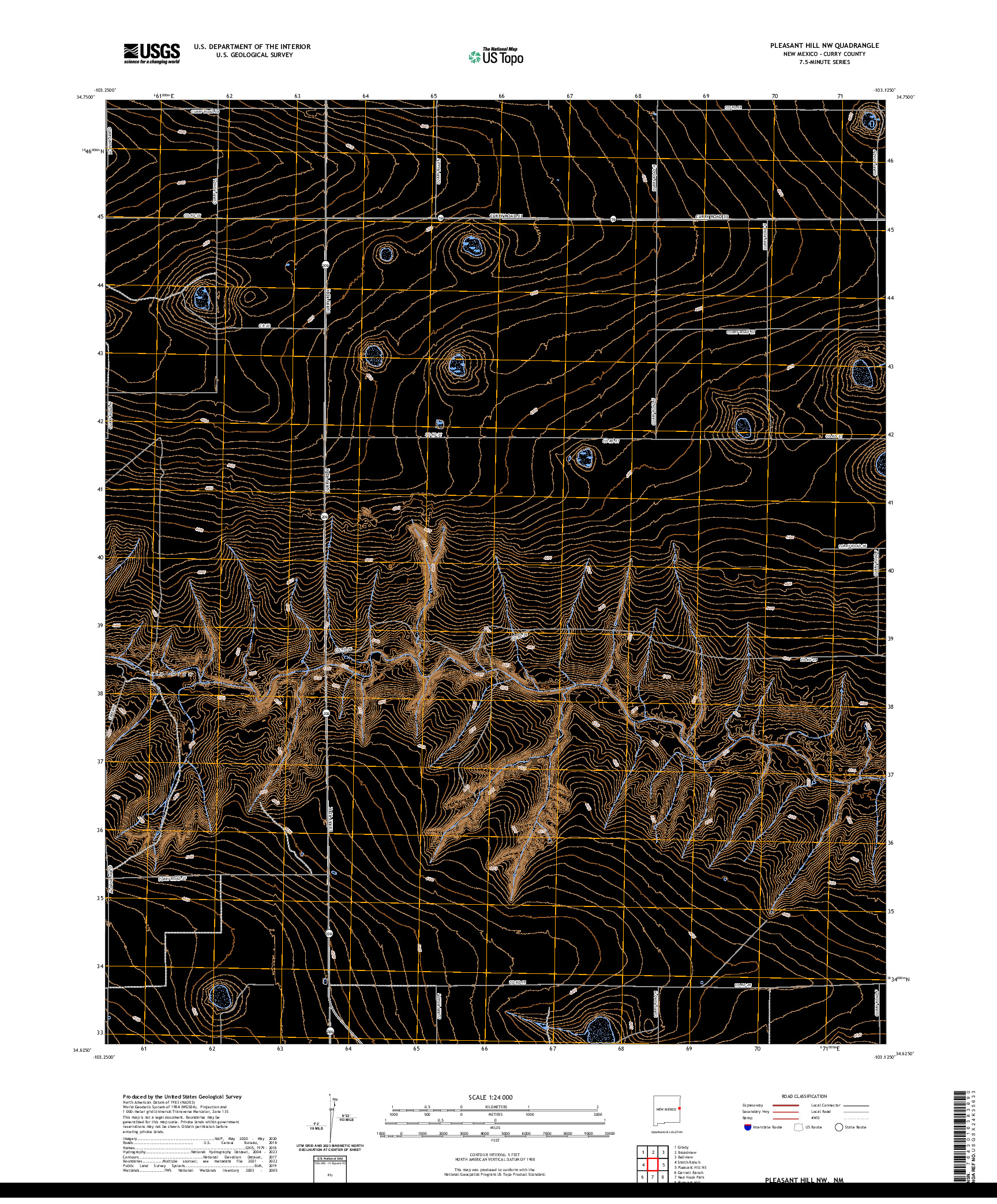 US TOPO 7.5-MINUTE MAP FOR PLEASANT HILL NW, NM