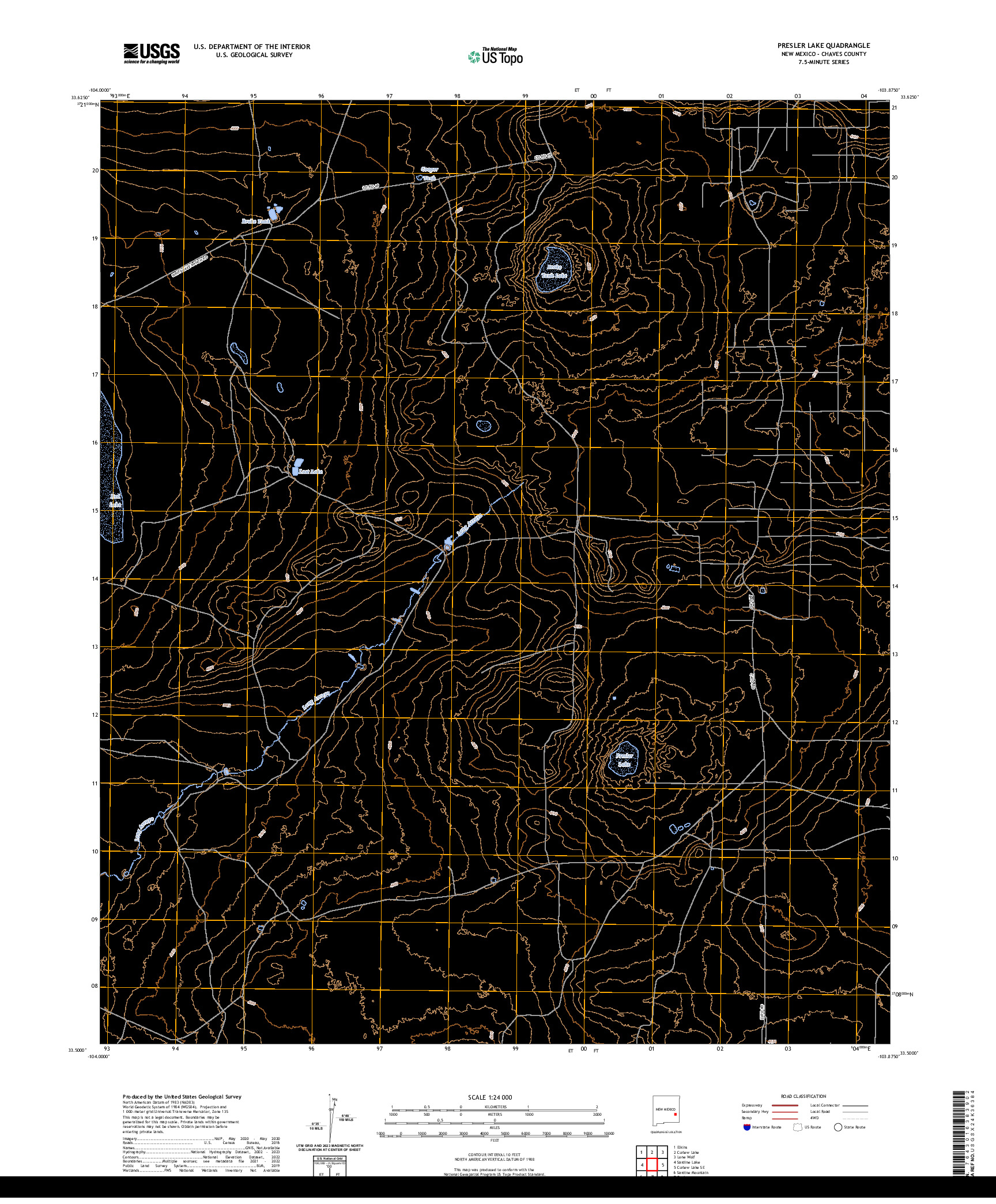 US TOPO 7.5-MINUTE MAP FOR PRESLER LAKE, NM