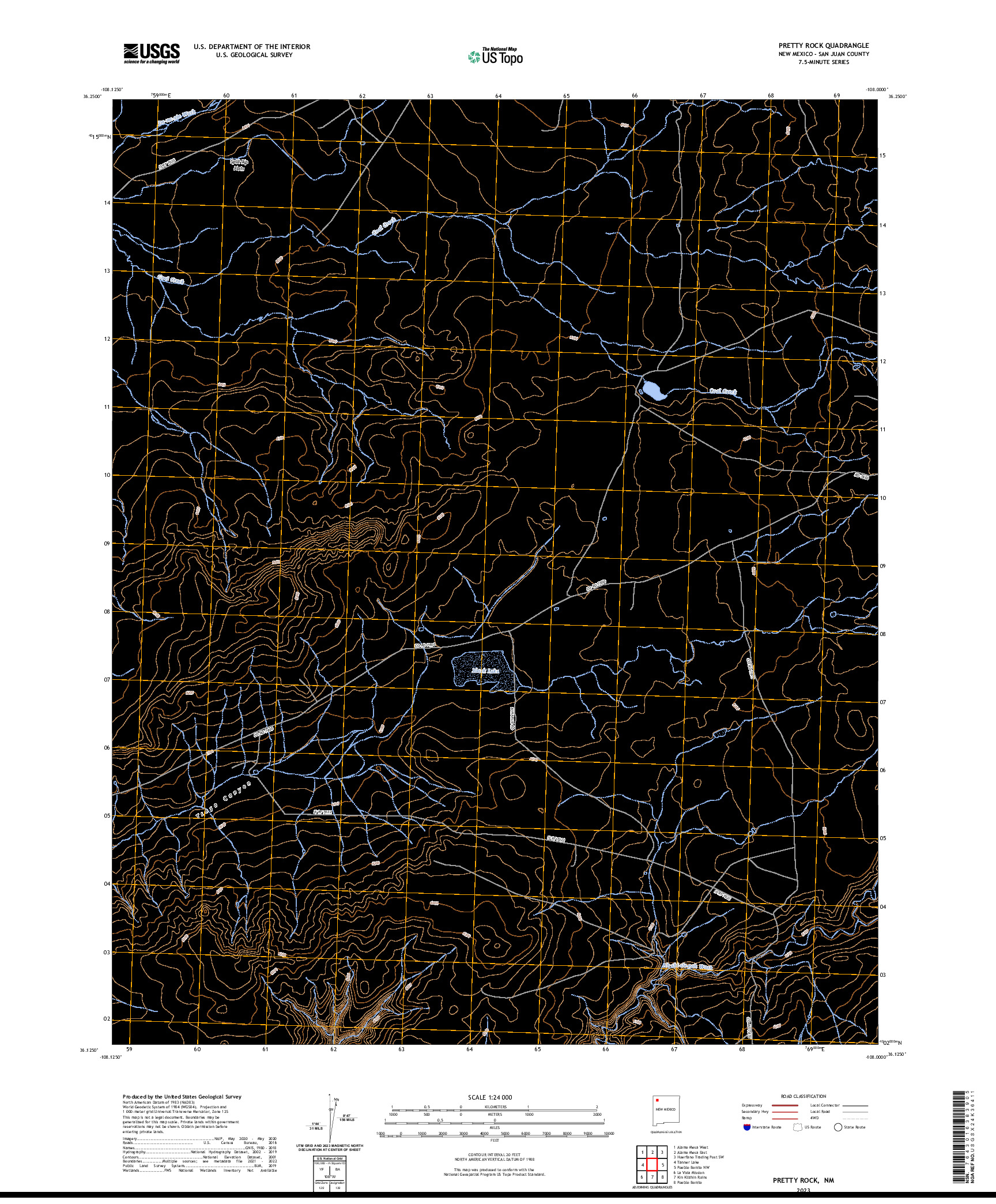 US TOPO 7.5-MINUTE MAP FOR PRETTY ROCK, NM