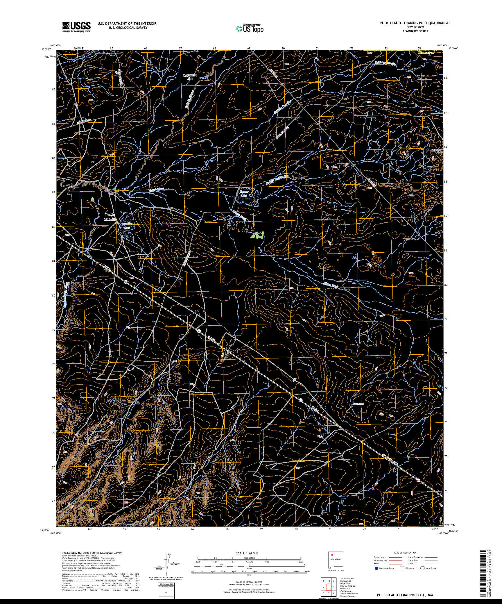 US TOPO 7.5-MINUTE MAP FOR PUEBLO ALTO TRADING POST, NM