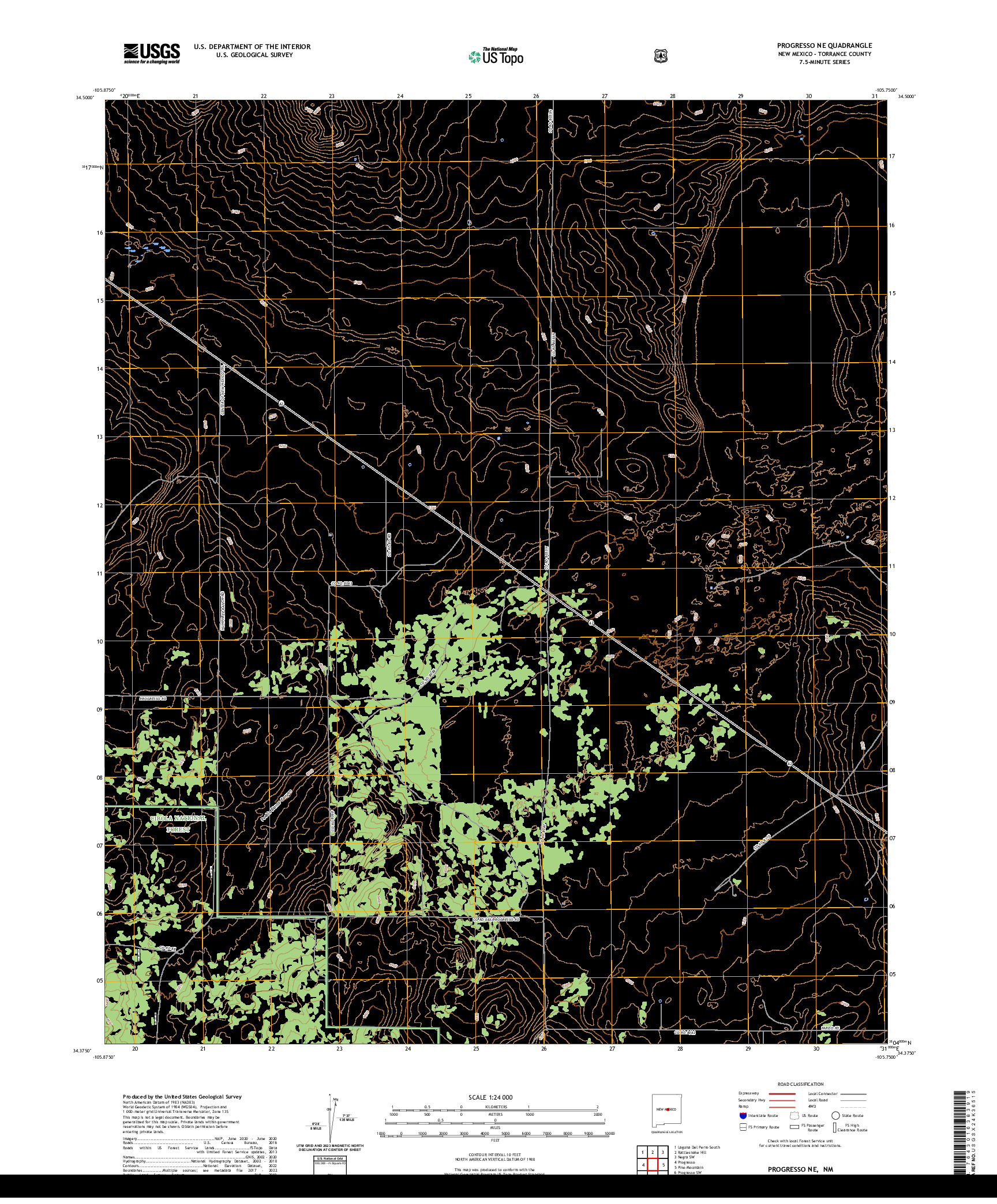 US TOPO 7.5-MINUTE MAP FOR PROGRESSO NE, NM