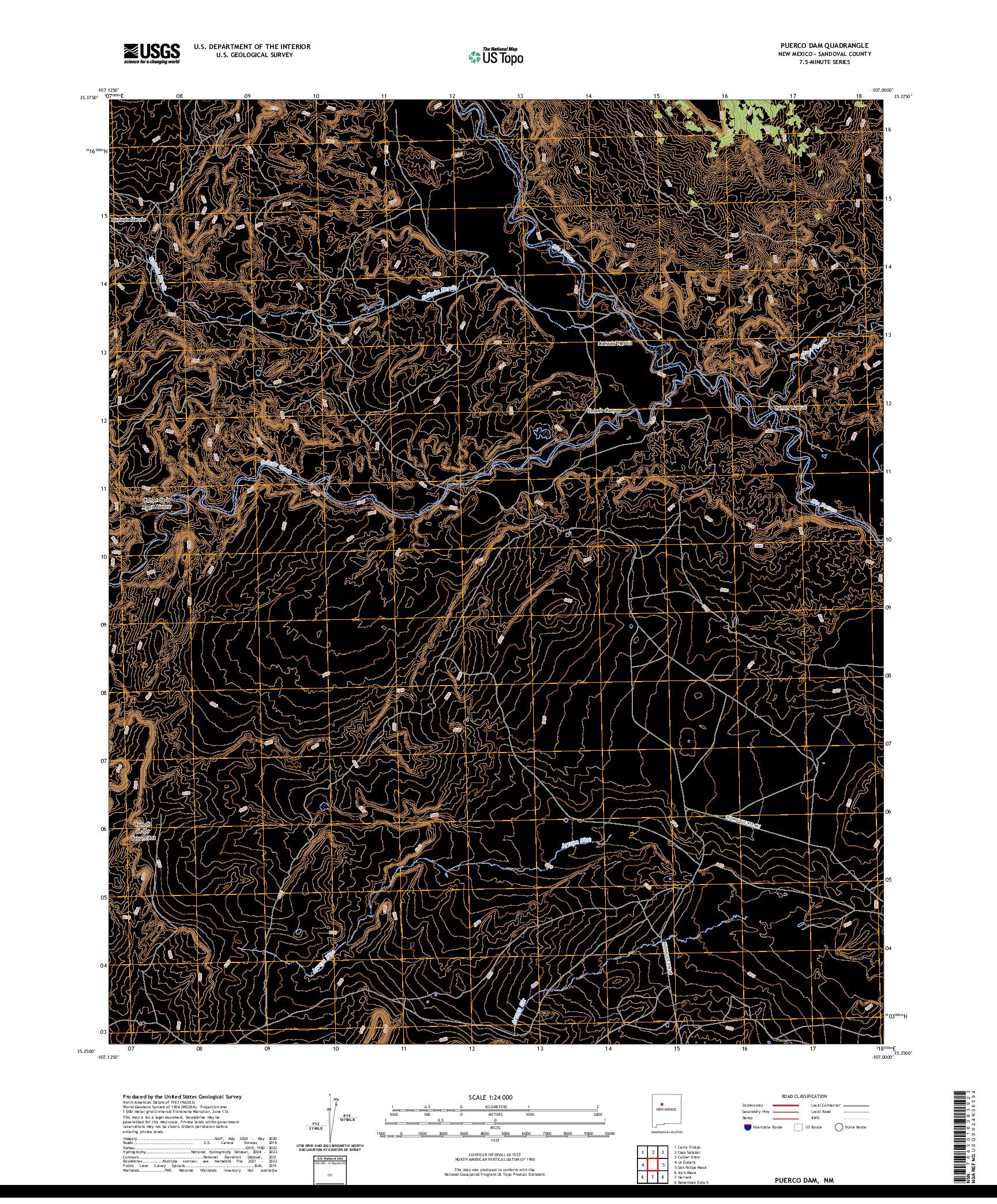 US TOPO 7.5-MINUTE MAP FOR PUERCO DAM, NM