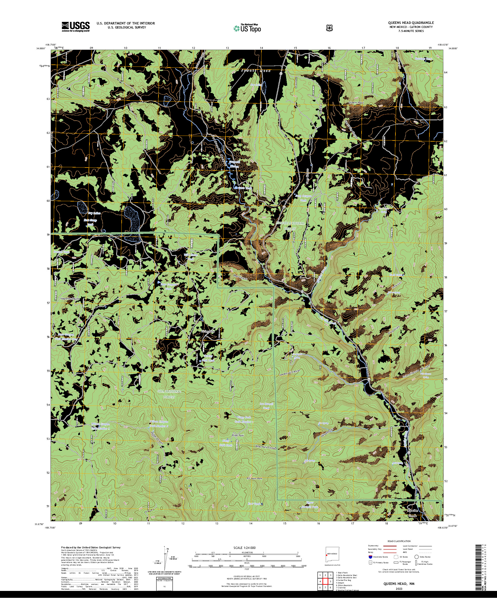 US TOPO 7.5-MINUTE MAP FOR QUEENS HEAD, NM