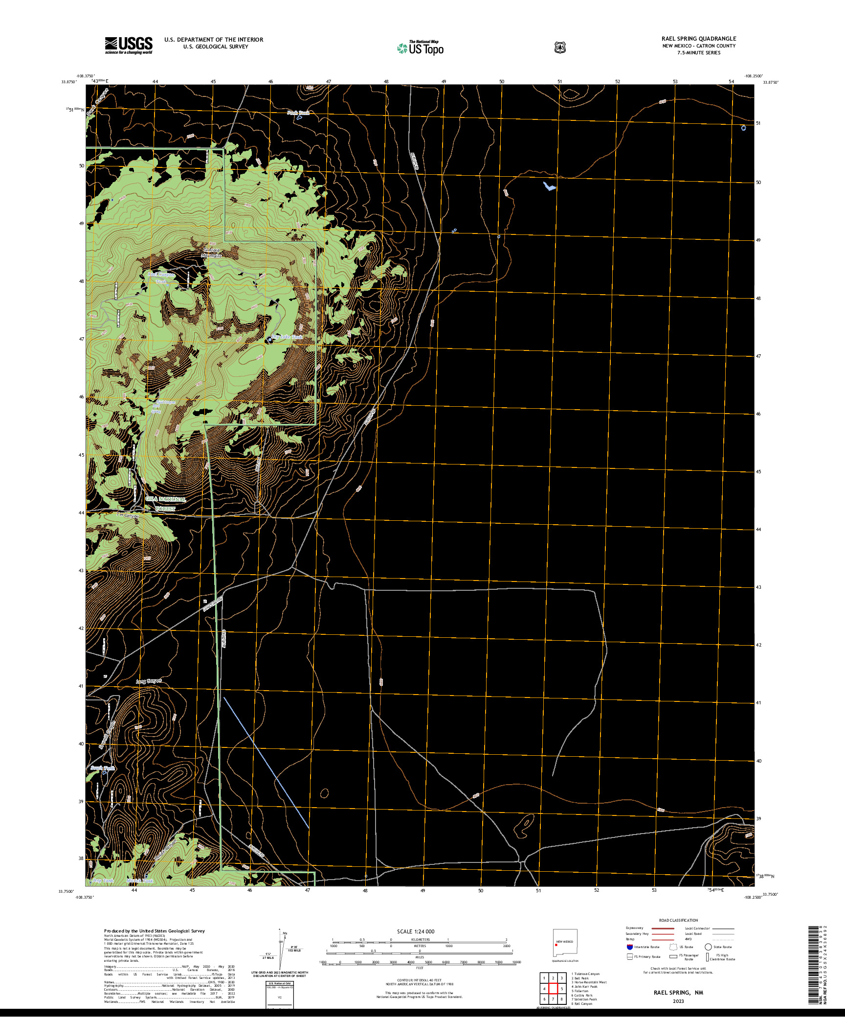 US TOPO 7.5-MINUTE MAP FOR RAEL SPRING, NM