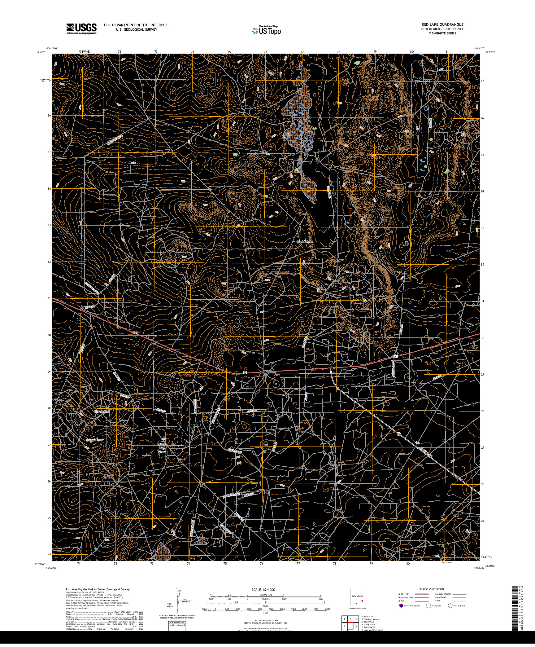 US TOPO 7.5-MINUTE MAP FOR RED LAKE, NM