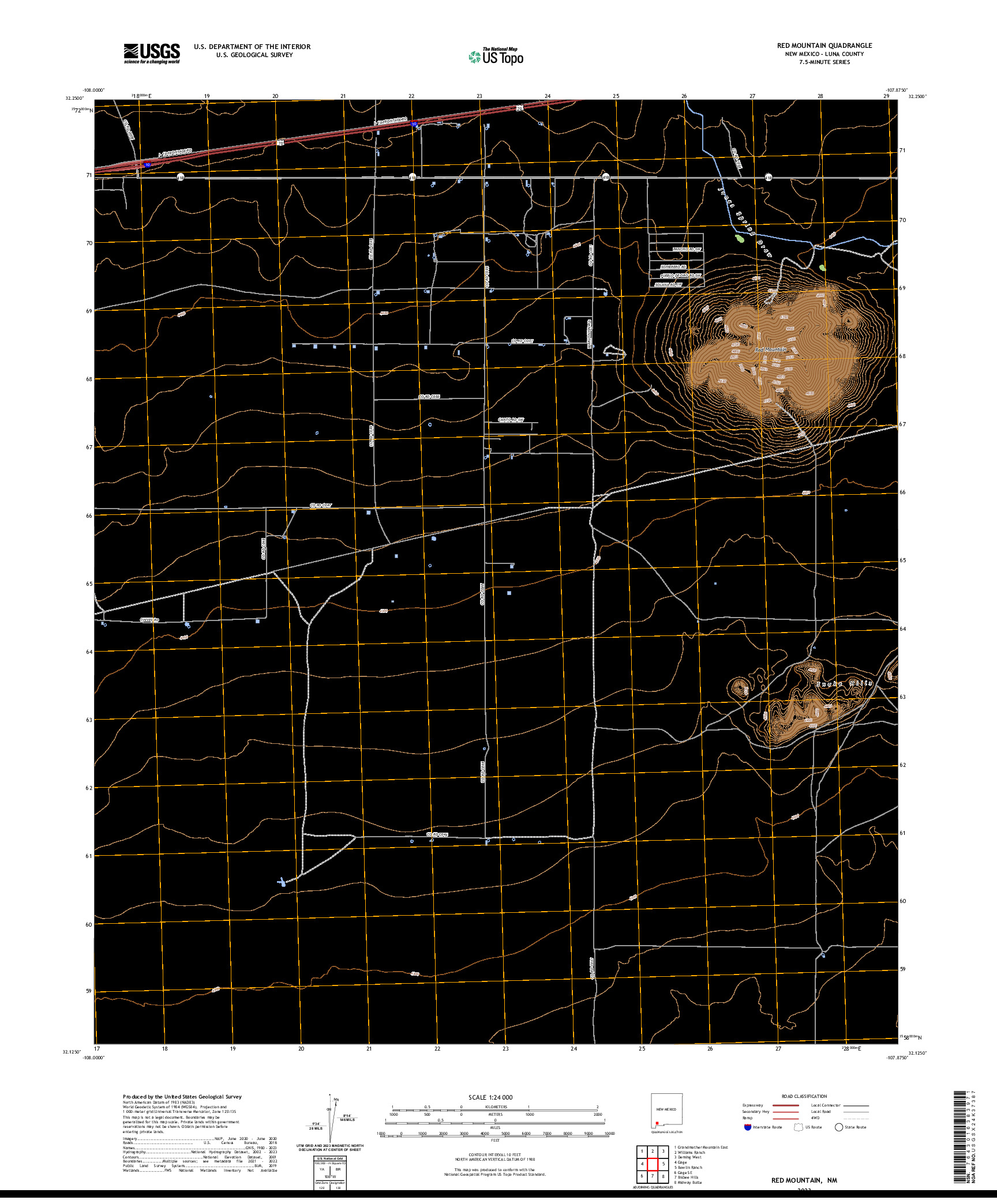 US TOPO 7.5-MINUTE MAP FOR RED MOUNTAIN, NM