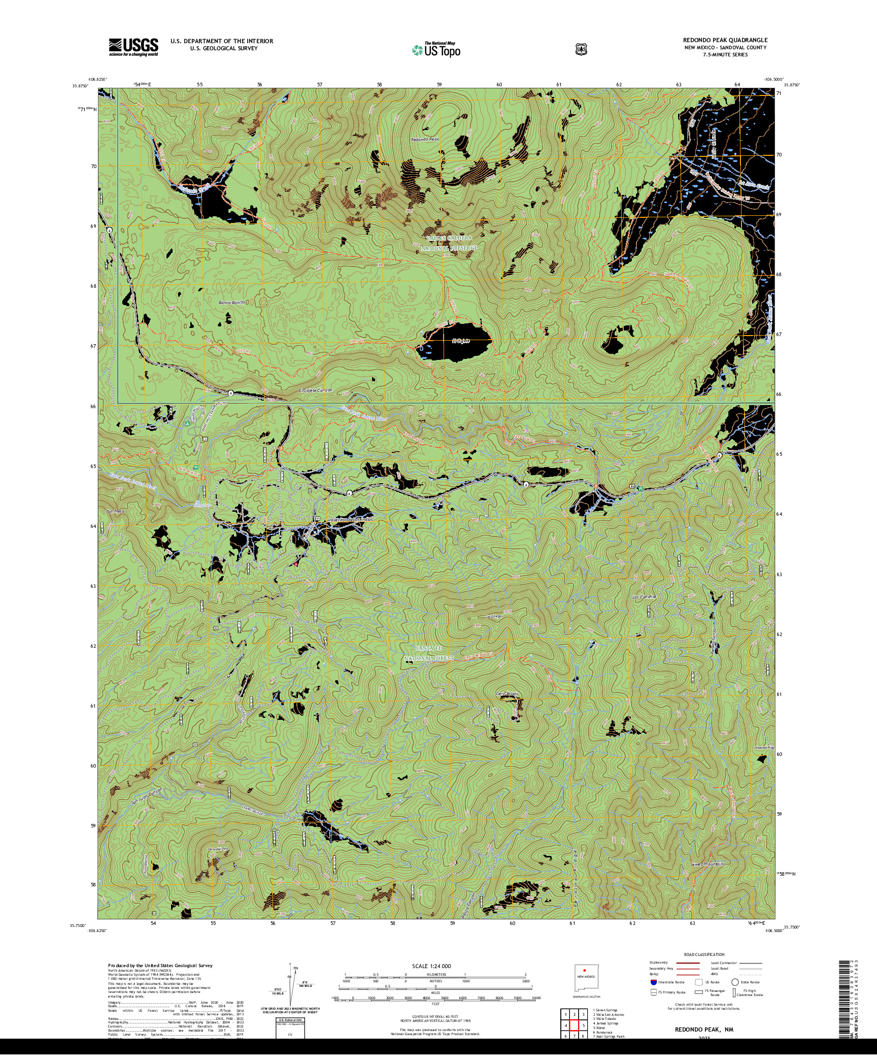 US TOPO 7.5-MINUTE MAP FOR REDONDO PEAK, NM