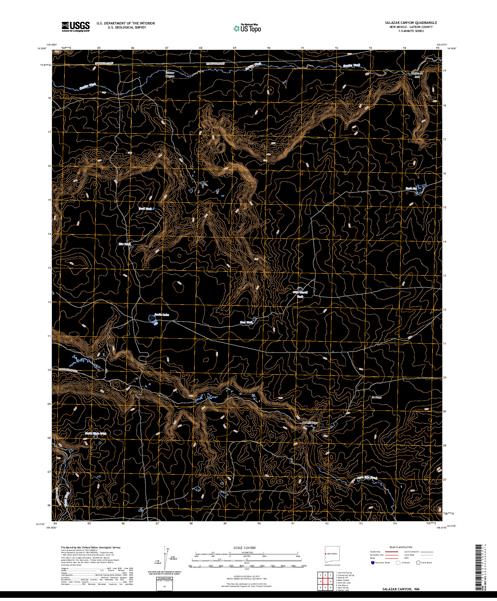 US TOPO 7.5-MINUTE MAP FOR SALAZAR CANYON, NM