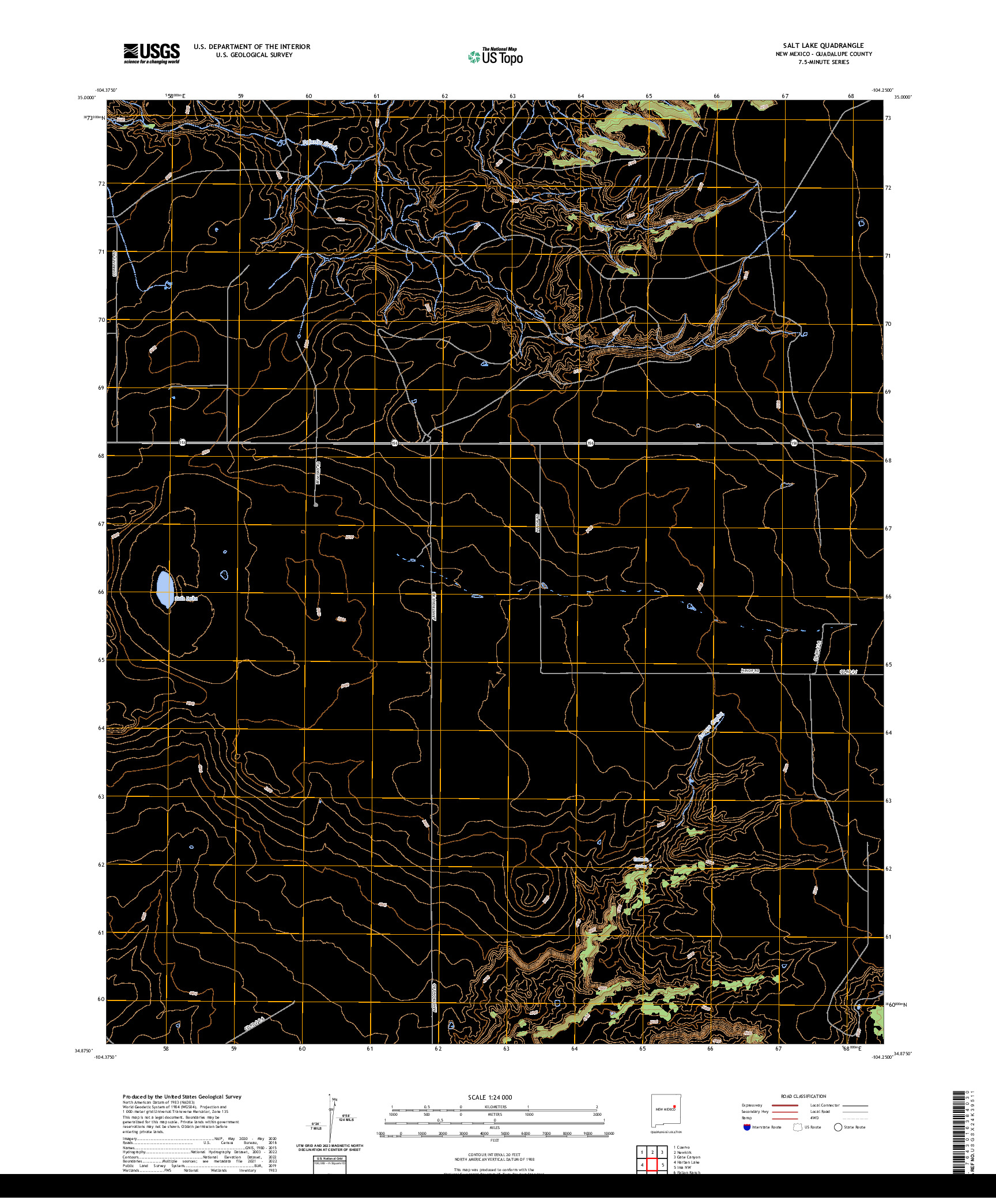 US TOPO 7.5-MINUTE MAP FOR SALT LAKE, NM