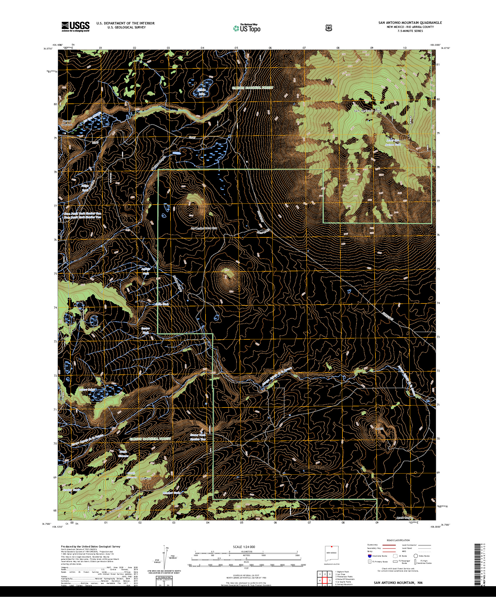 US TOPO 7.5-MINUTE MAP FOR SAN ANTONIO MOUNTAIN, NM