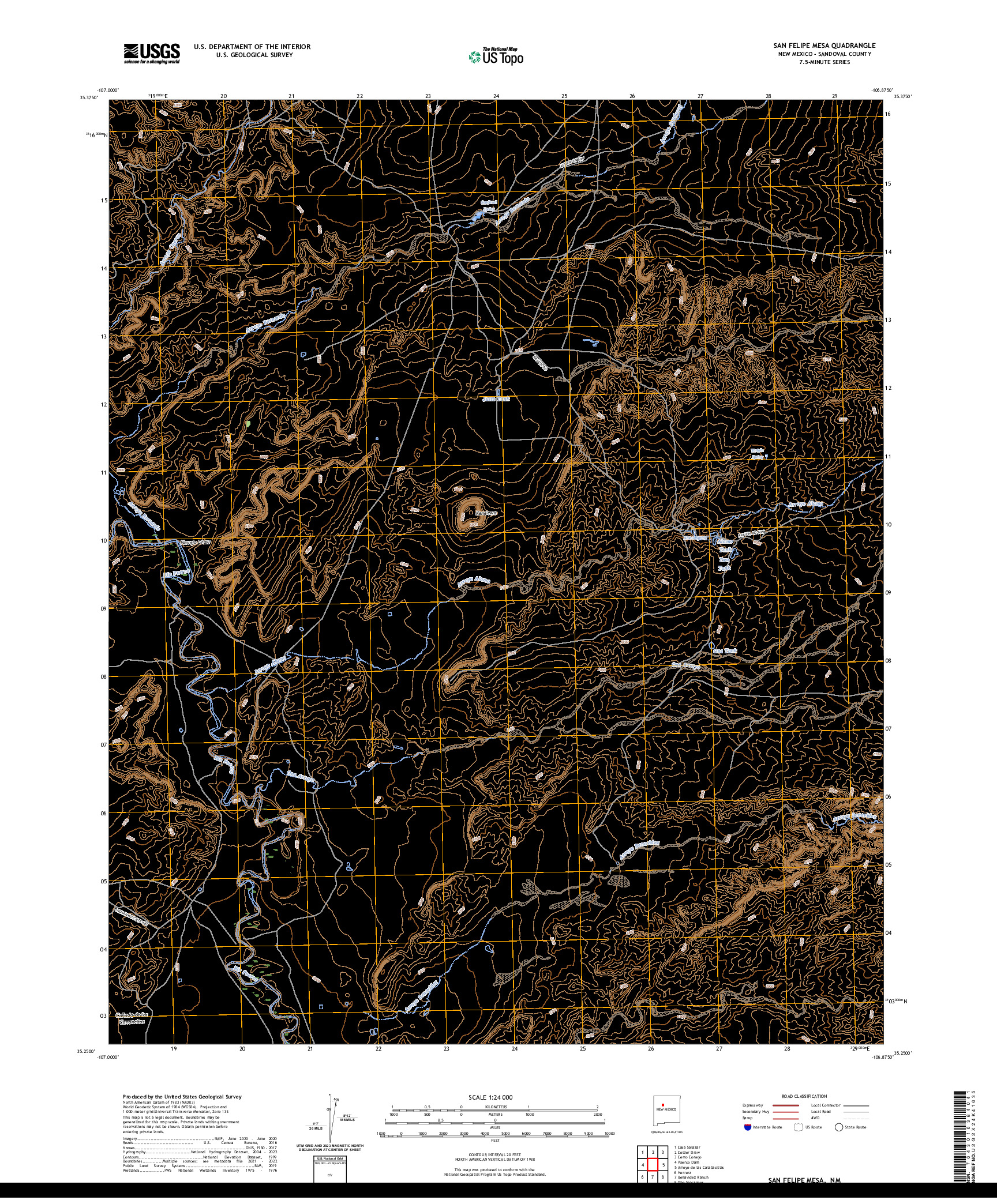 US TOPO 7.5-MINUTE MAP FOR SAN FELIPE MESA, NM