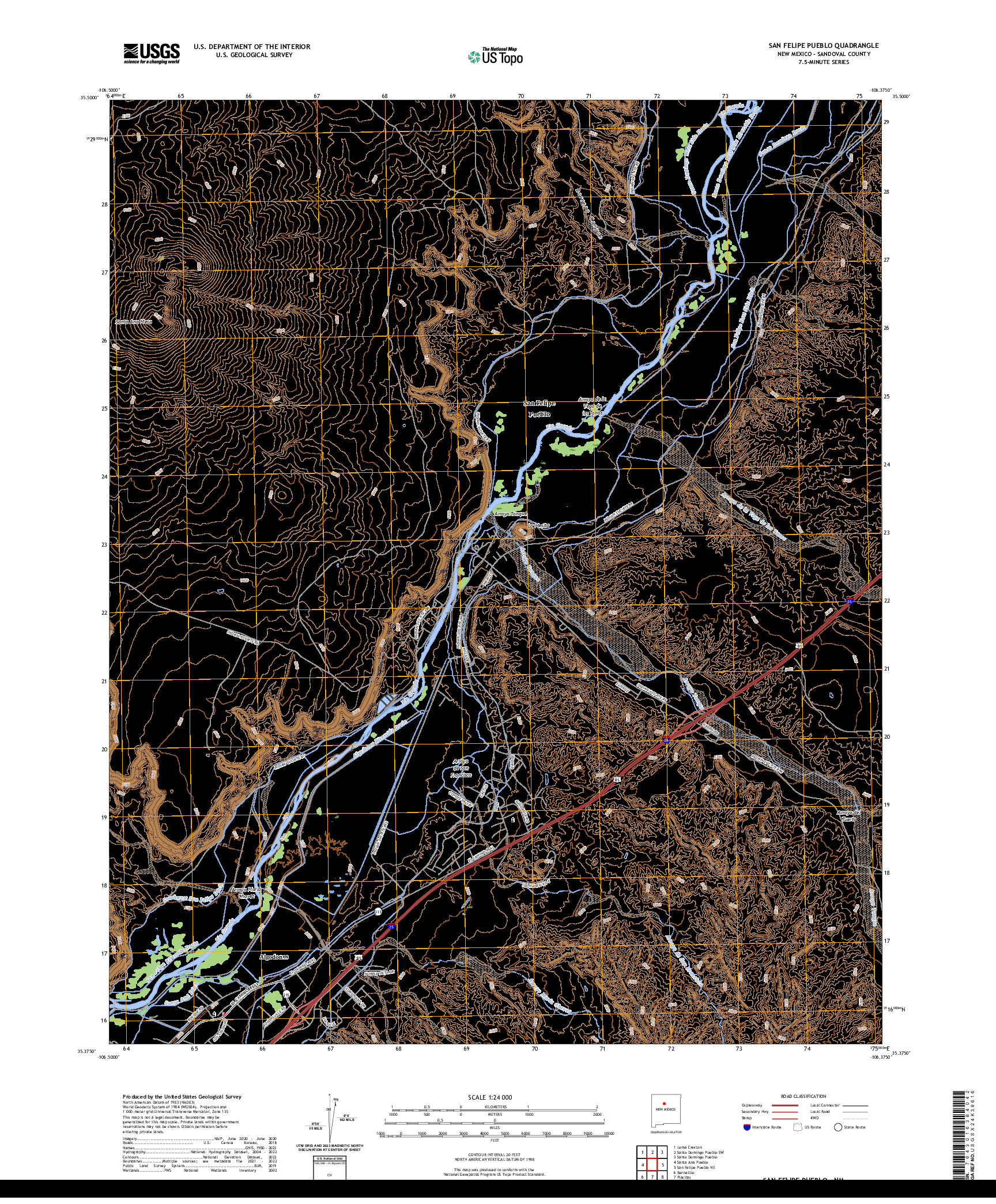 US TOPO 7.5-MINUTE MAP FOR SAN FELIPE PUEBLO, NM