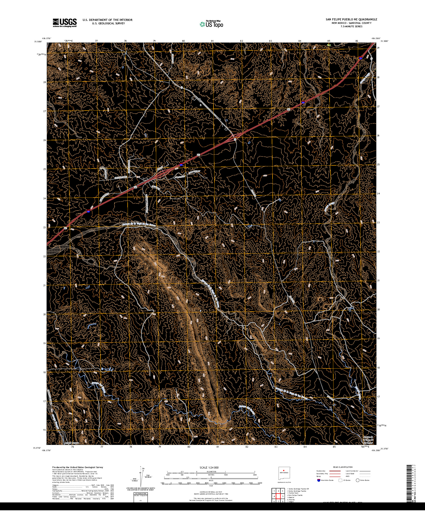 US TOPO 7.5-MINUTE MAP FOR SAN FELIPE PUEBLO NE, NM