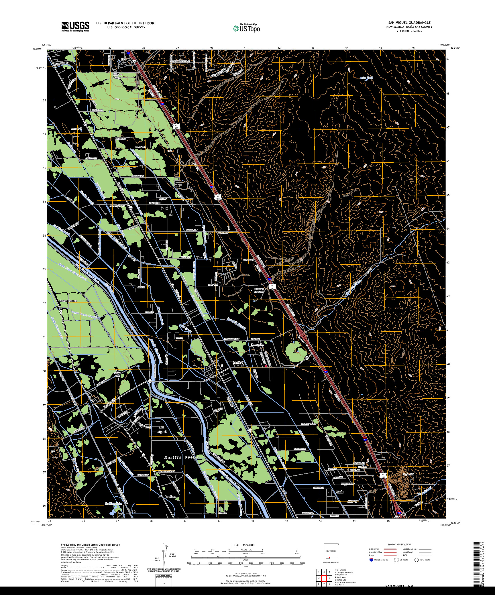 US TOPO 7.5-MINUTE MAP FOR SAN MIGUEL, NM
