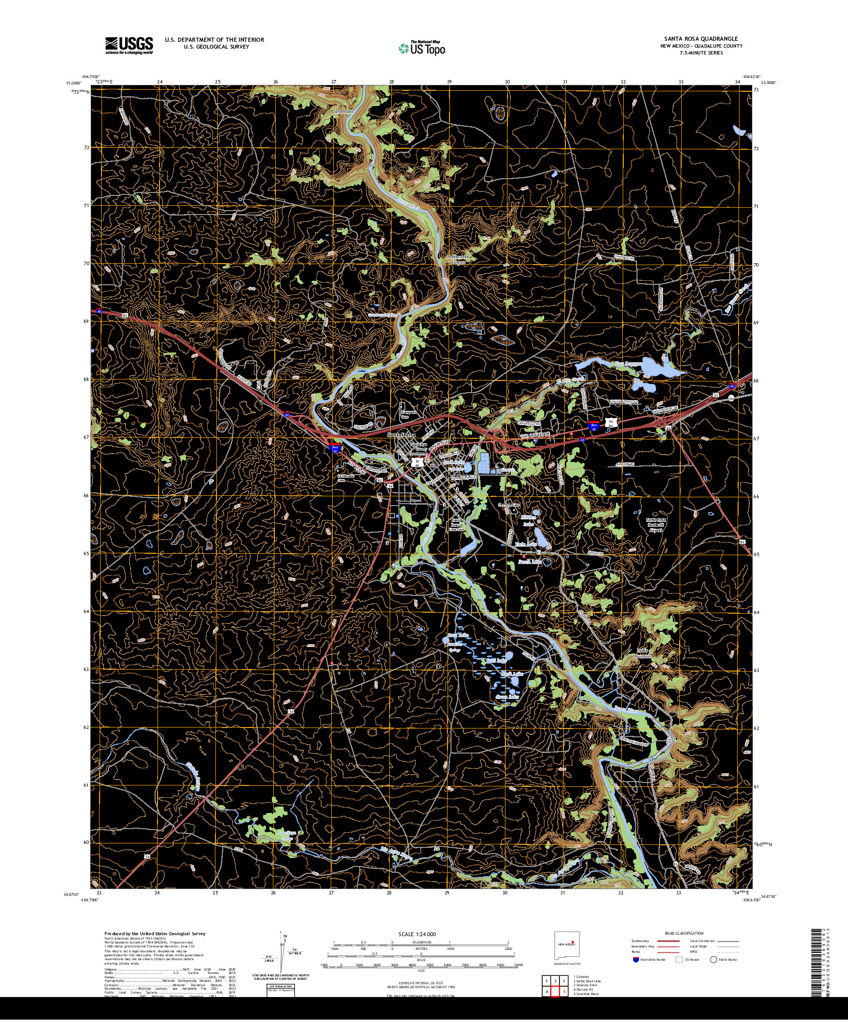 US TOPO 7.5-MINUTE MAP FOR SANTA ROSA, NM