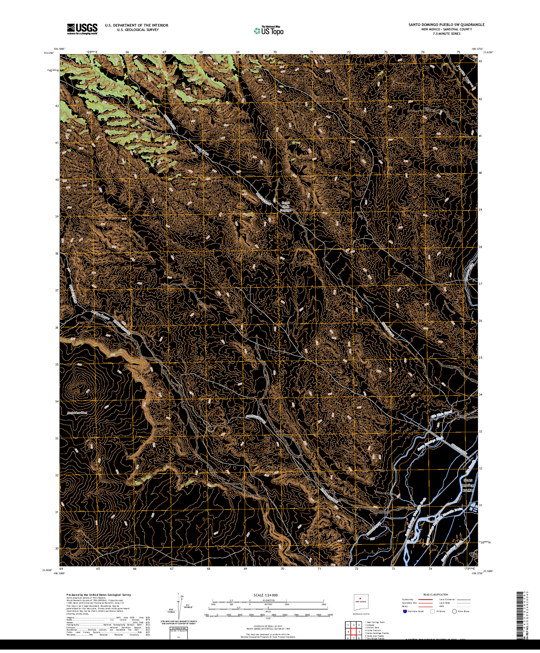 US TOPO 7.5-MINUTE MAP FOR SANTO DOMINGO PUEBLO SW, NM