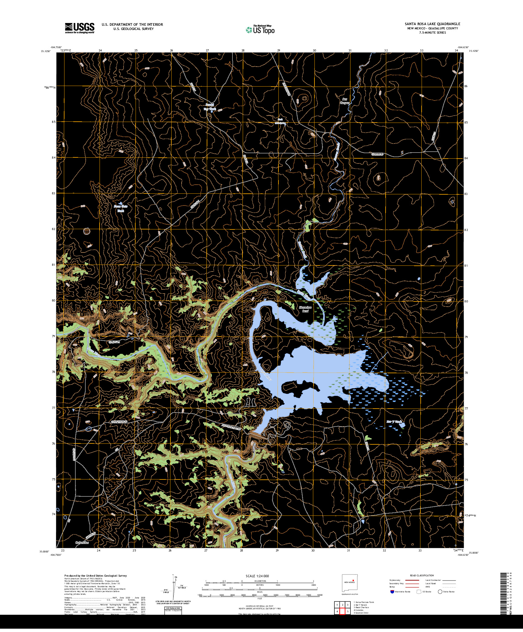 US TOPO 7.5-MINUTE MAP FOR SANTA ROSA LAKE, NM