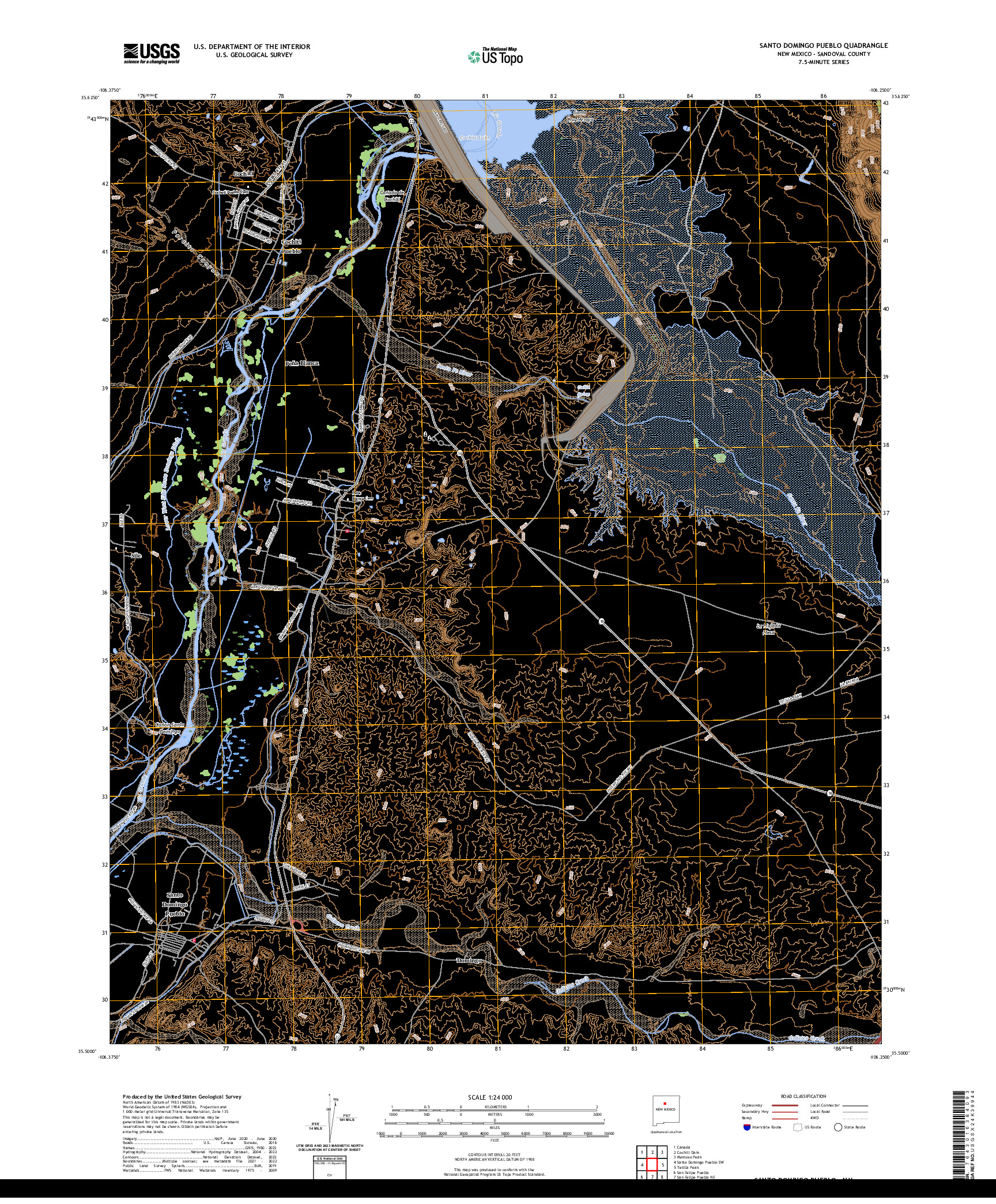 US TOPO 7.5-MINUTE MAP FOR SANTO DOMINGO PUEBLO, NM