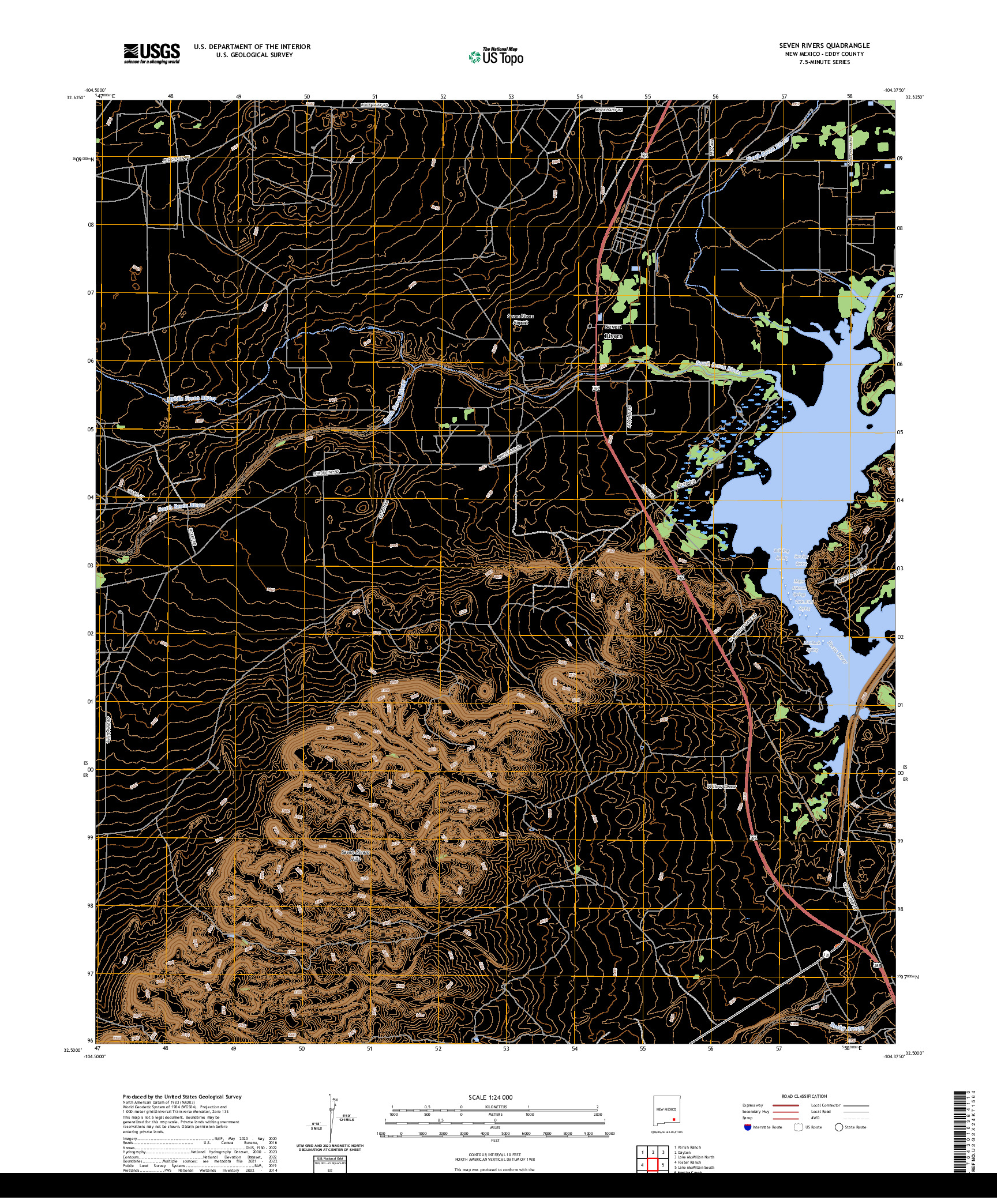 US TOPO 7.5-MINUTE MAP FOR SEVEN RIVERS, NM