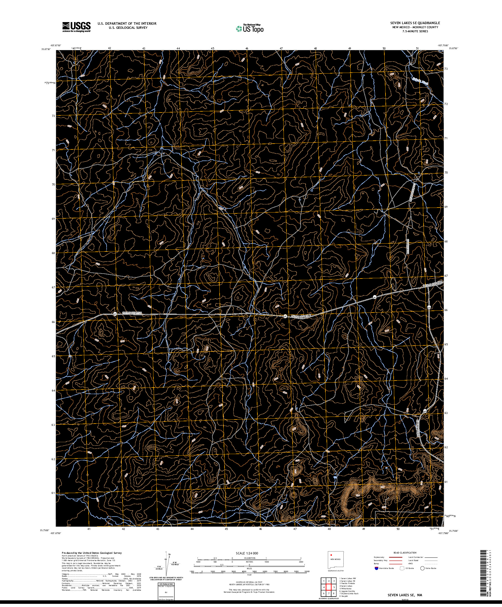 US TOPO 7.5-MINUTE MAP FOR SEVEN LAKES SE, NM