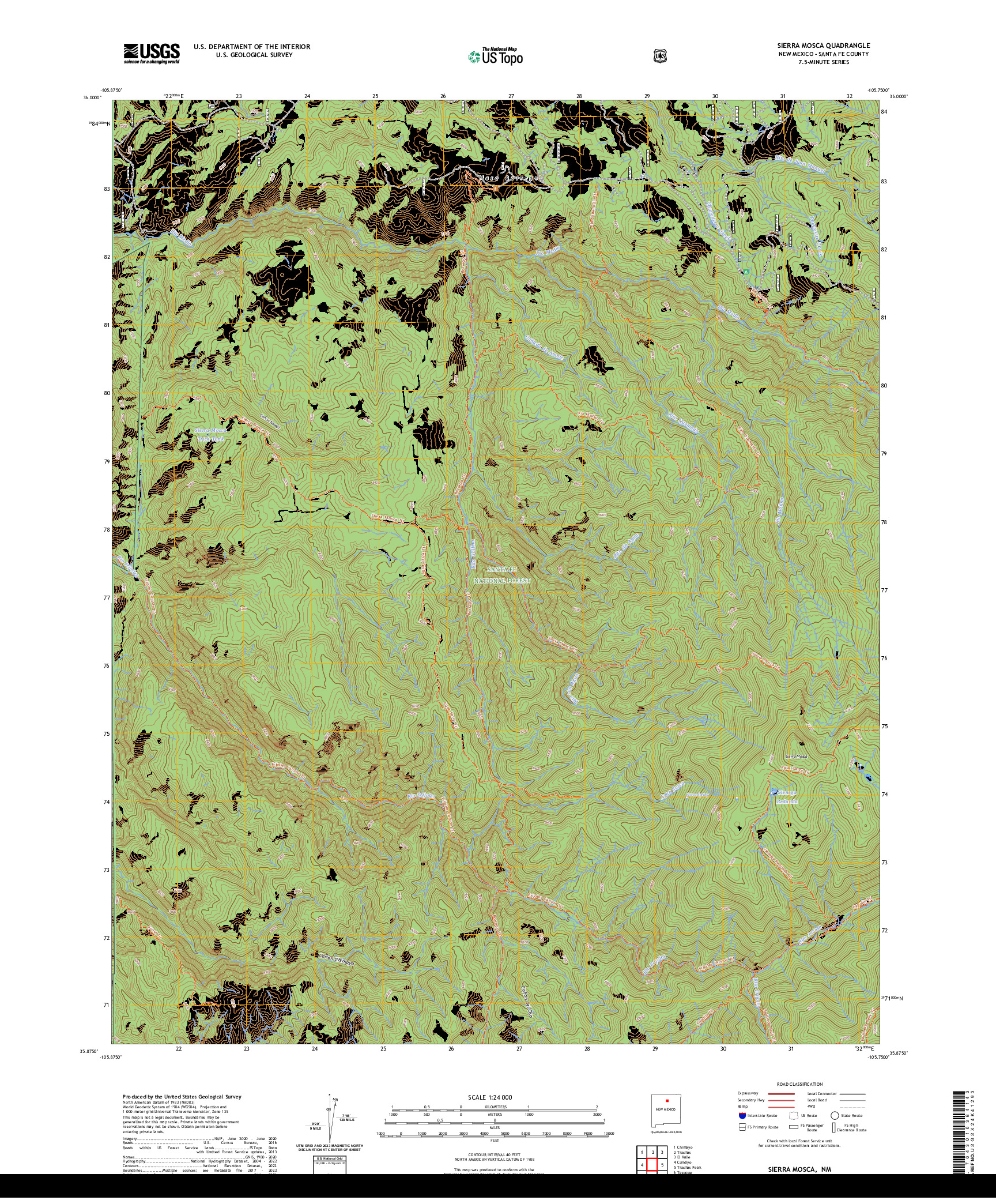 US TOPO 7.5-MINUTE MAP FOR SIERRA MOSCA, NM
