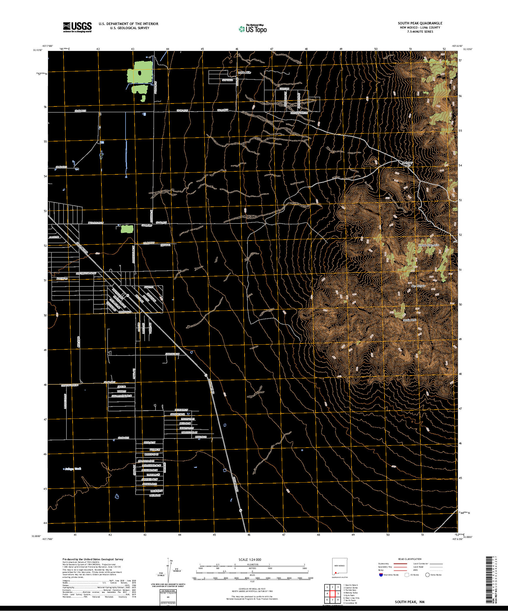 US TOPO 7.5-MINUTE MAP FOR SOUTH PEAK, NM