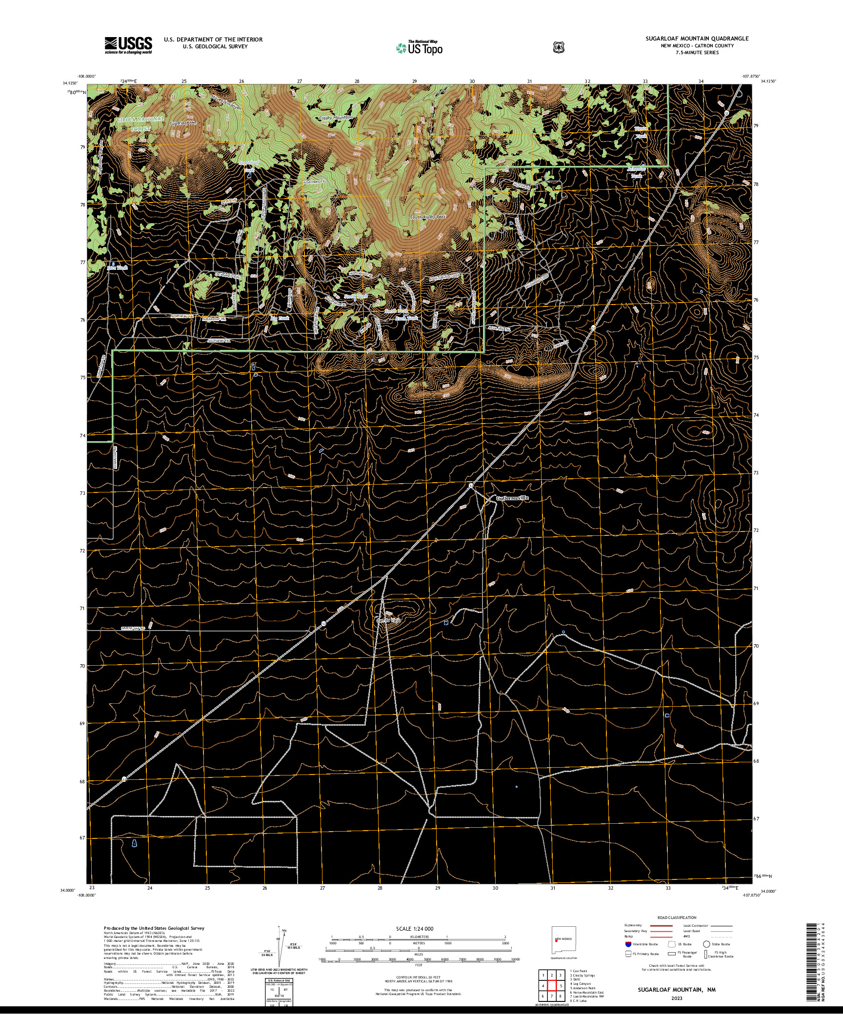 US TOPO 7.5-MINUTE MAP FOR SUGARLOAF MOUNTAIN, NM