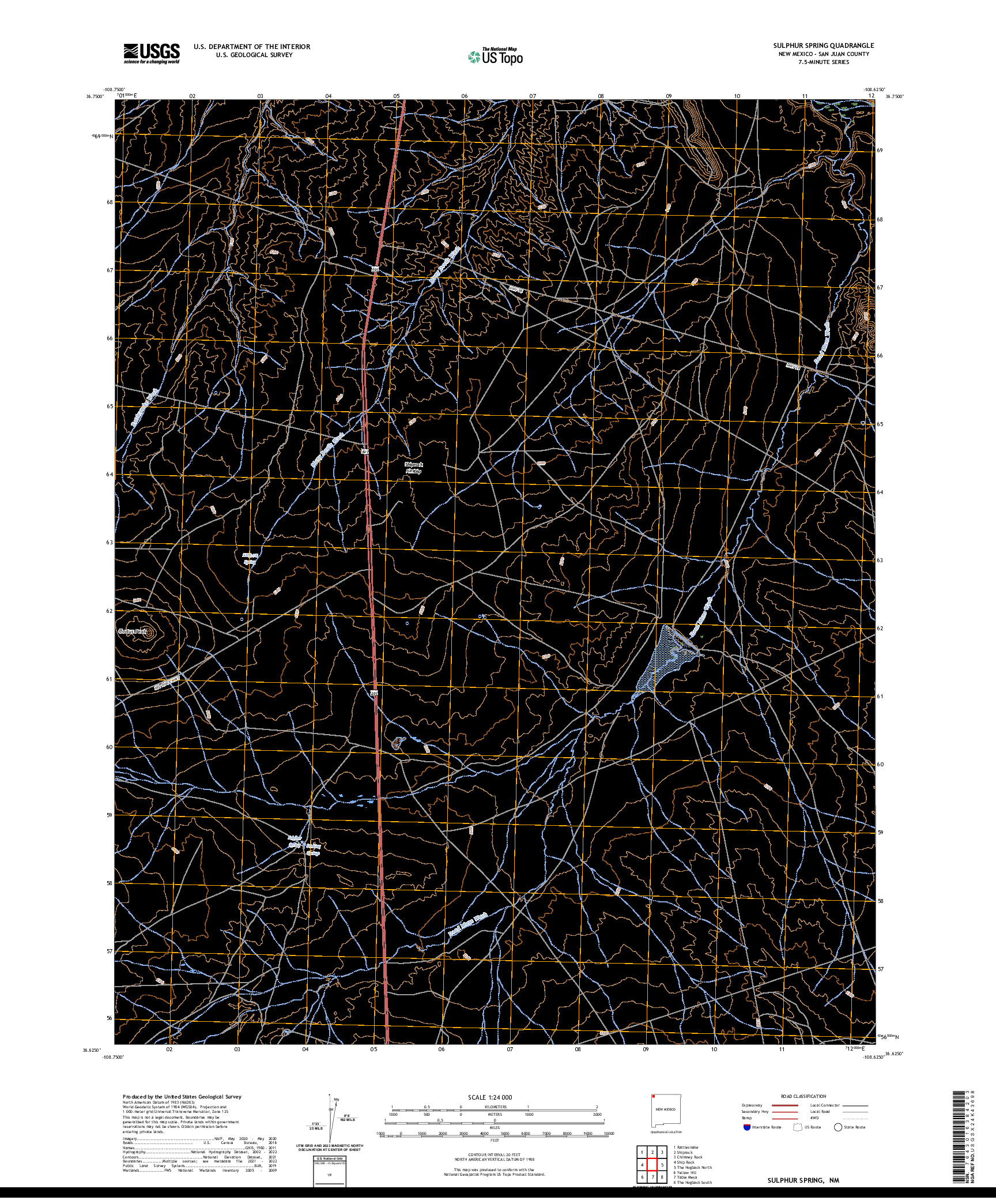 US TOPO 7.5-MINUTE MAP FOR SULPHUR SPRING, NM