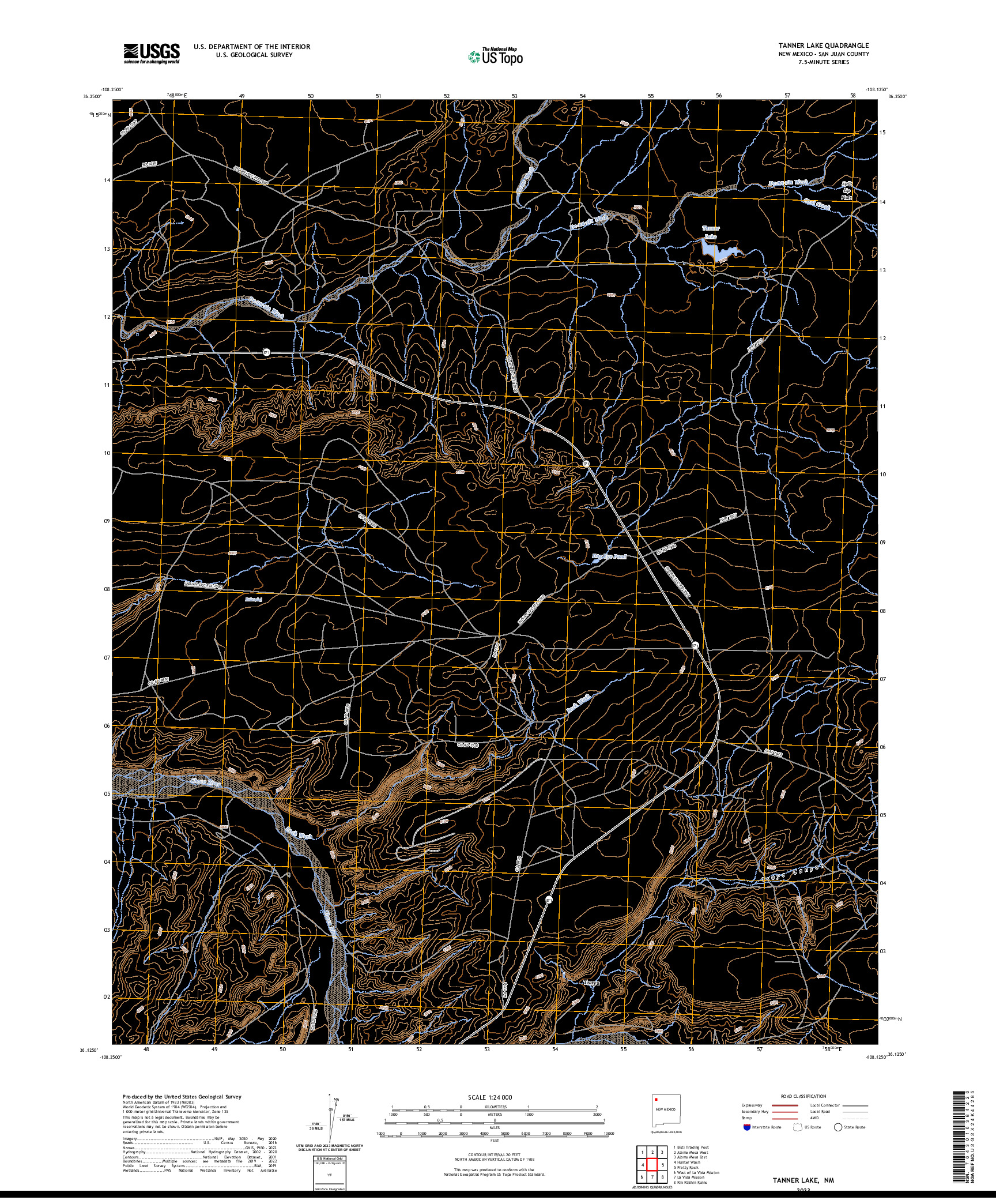 US TOPO 7.5-MINUTE MAP FOR TANNER LAKE, NM