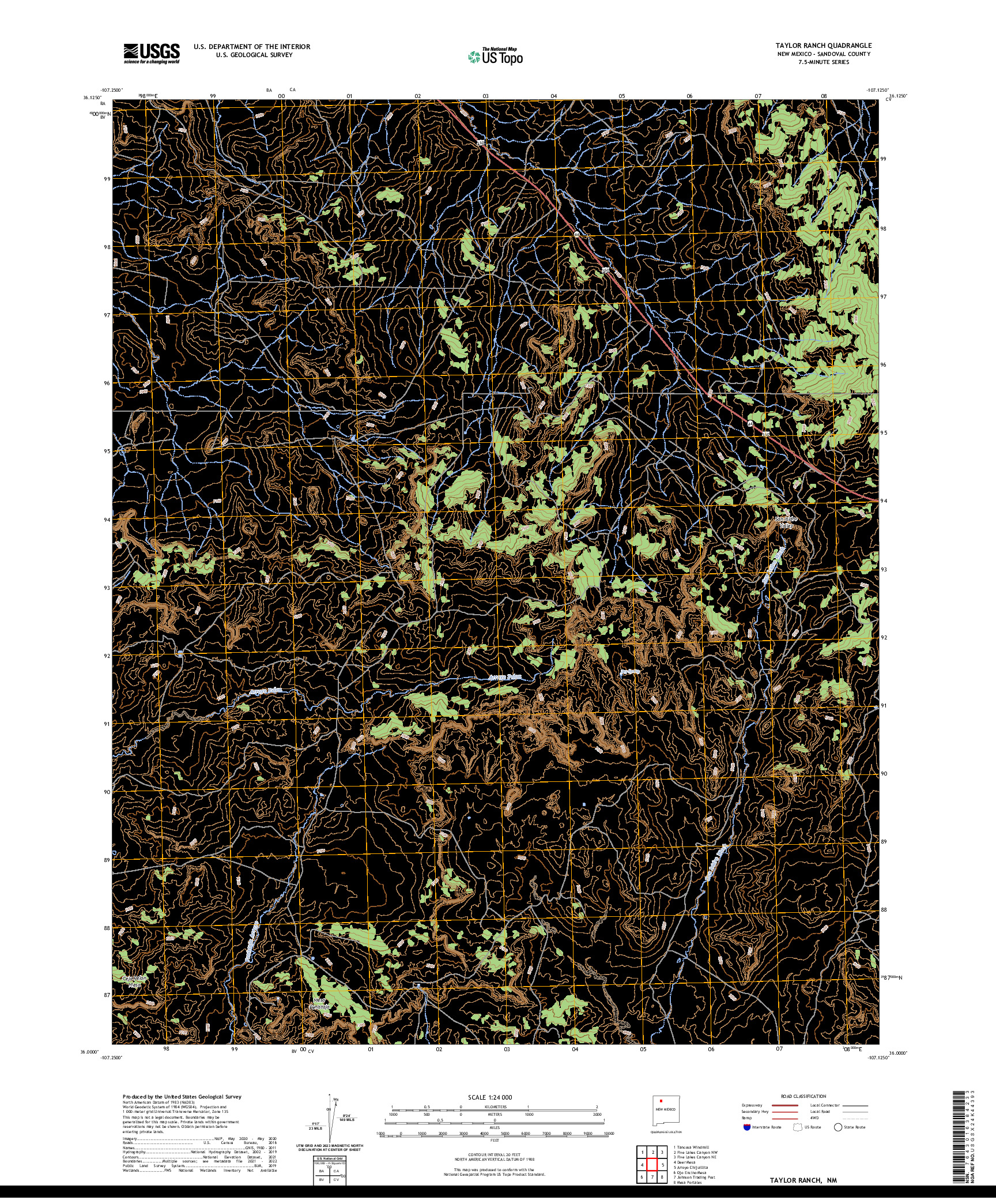 US TOPO 7.5-MINUTE MAP FOR TAYLOR RANCH, NM