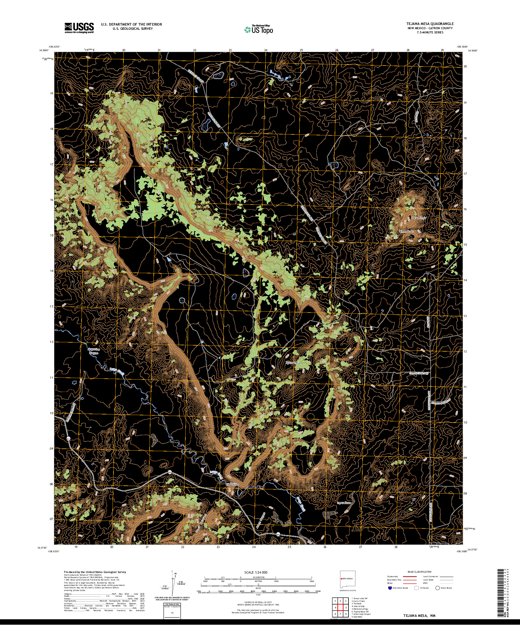 US TOPO 7.5-MINUTE MAP FOR TEJANA MESA, NM