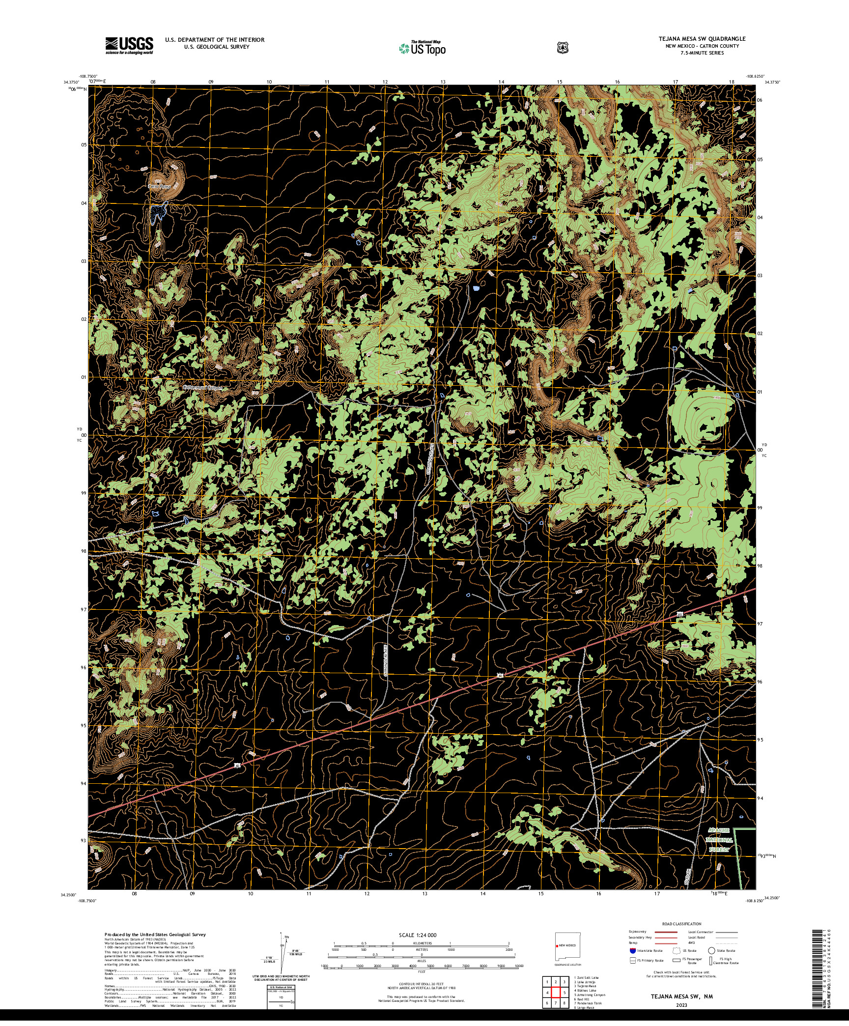 US TOPO 7.5-MINUTE MAP FOR TEJANA MESA SW, NM