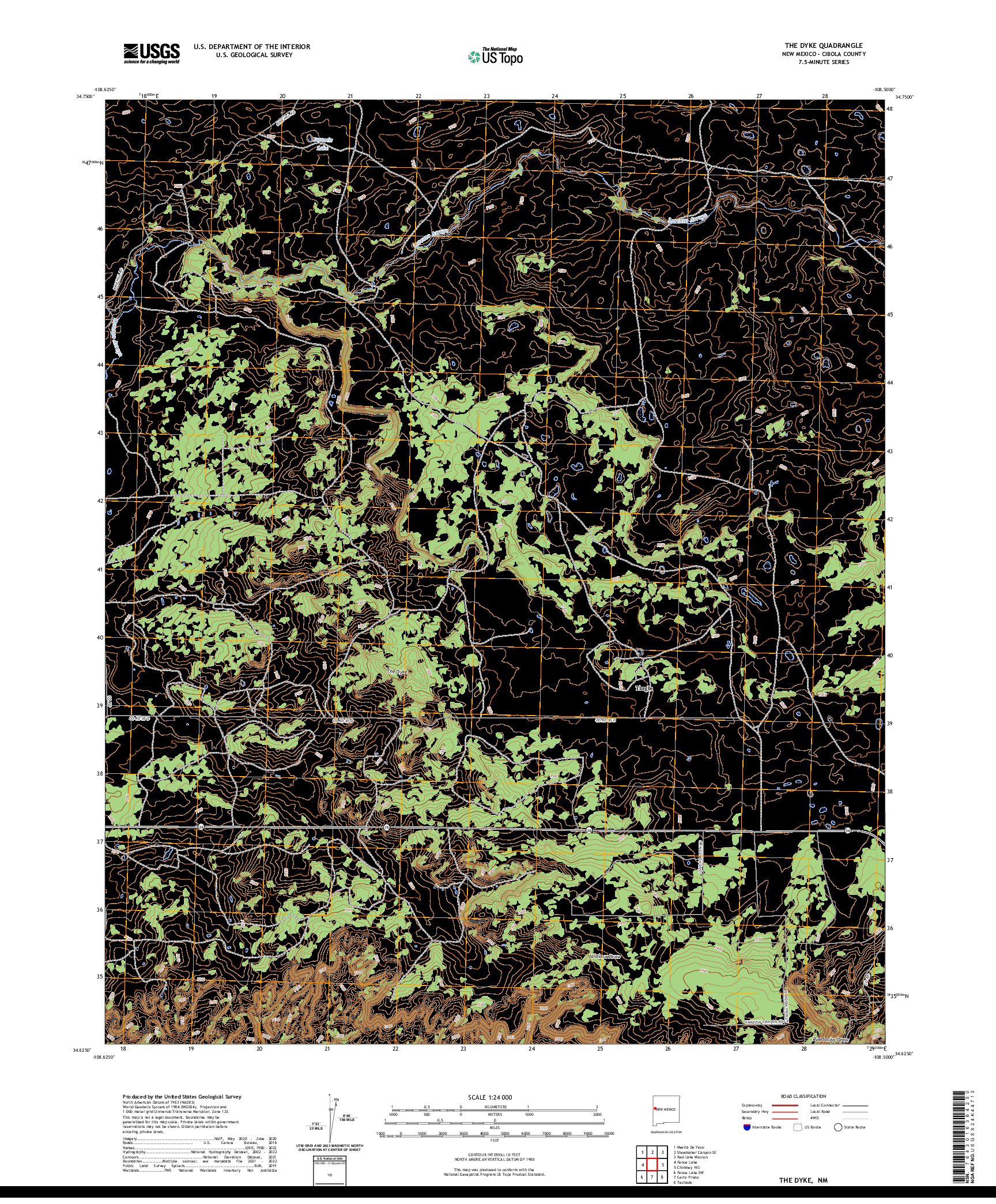 US TOPO 7.5-MINUTE MAP FOR THE DYKE, NM