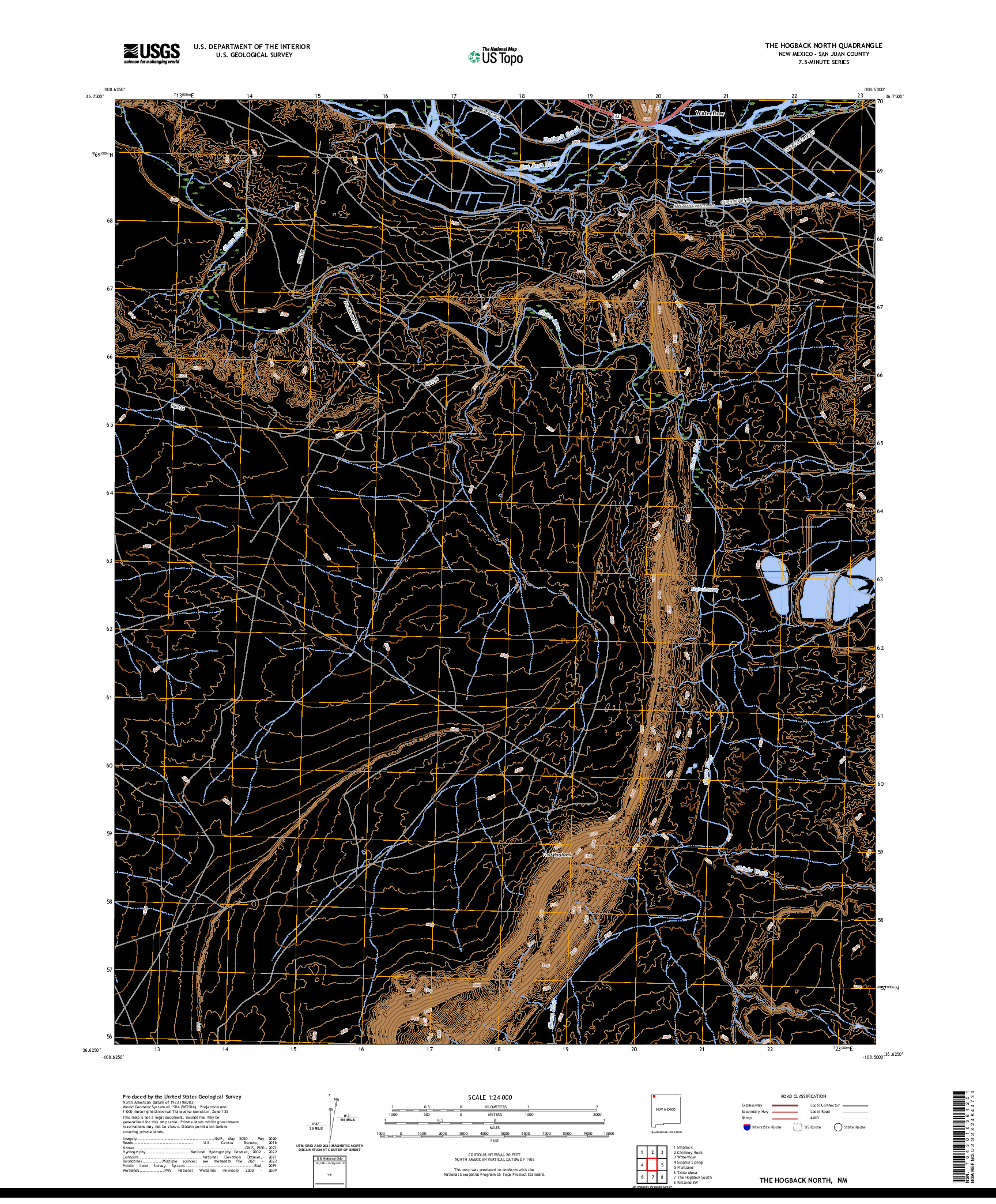 US TOPO 7.5-MINUTE MAP FOR THE HOGBACK NORTH, NM